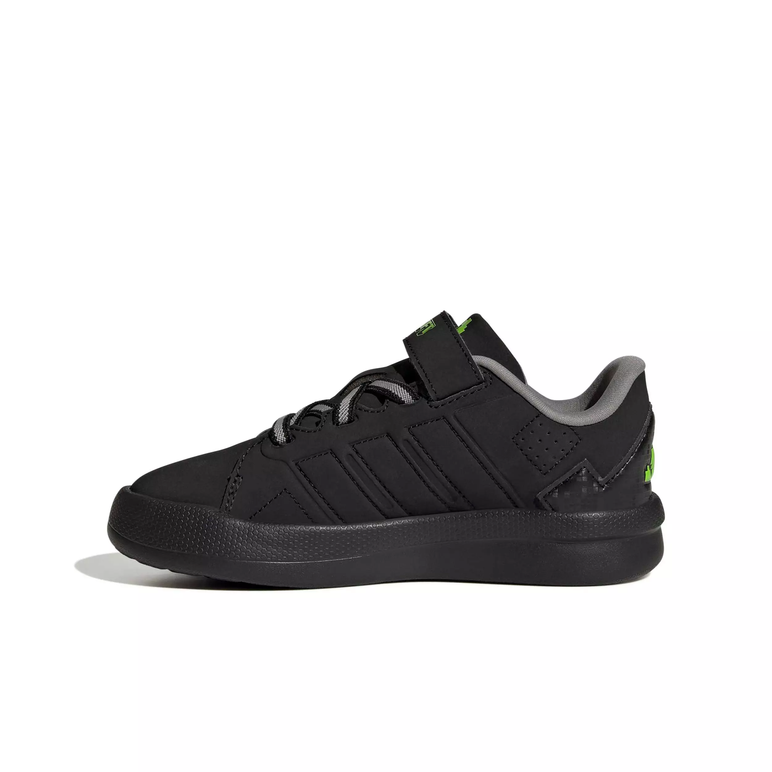 adidas Minecraft Lightorama Court "Core Black/Ftwr White/Ch Solid Grey" Preschool Boys' Shoe - BLACK/WHITE/GREY