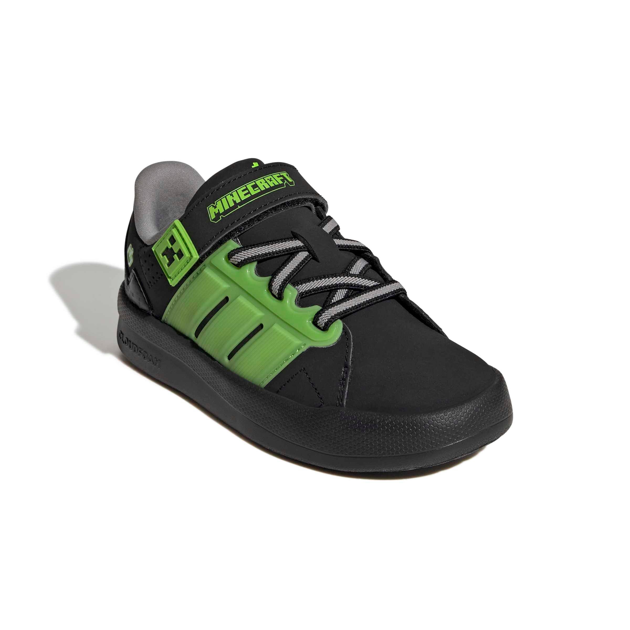 adidas Minecraft Lightorama Court "Core Black/Ftwr White/Ch Solid Grey" Preschool Boys' Shoe - BLACK/WHITE/GREY