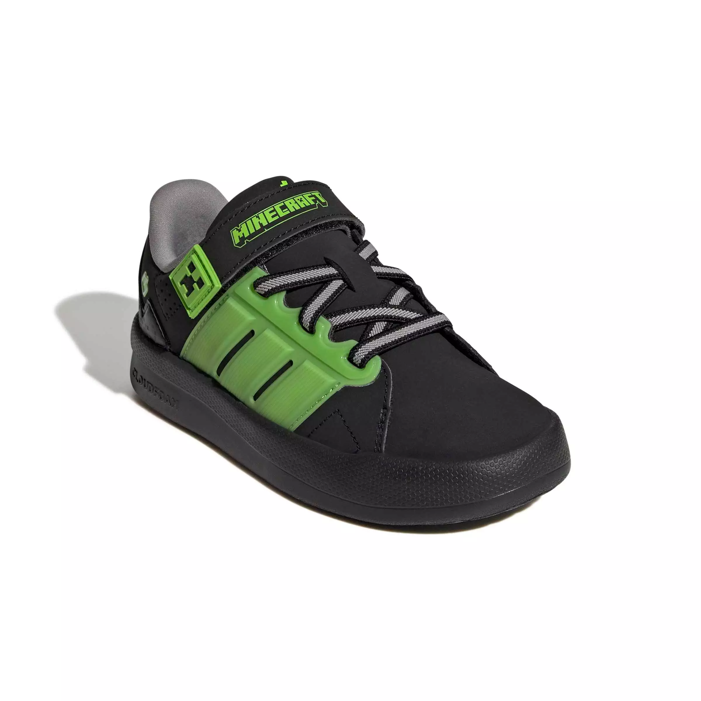 adidas Minecraft Lightorama Court "Core Black/Ftwr White/Ch Solid Grey" Preschool Boys' Shoe - BLACK/WHITE/GREY