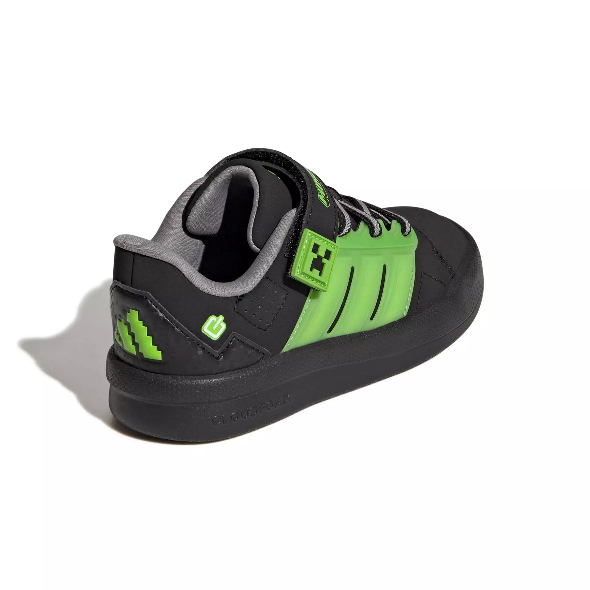 adidas Minecraft Lightorama Court "Core Black/Ftwr White/Ch Solid Grey" Preschool Boys' Shoe - BLACK/WHITE/GREY