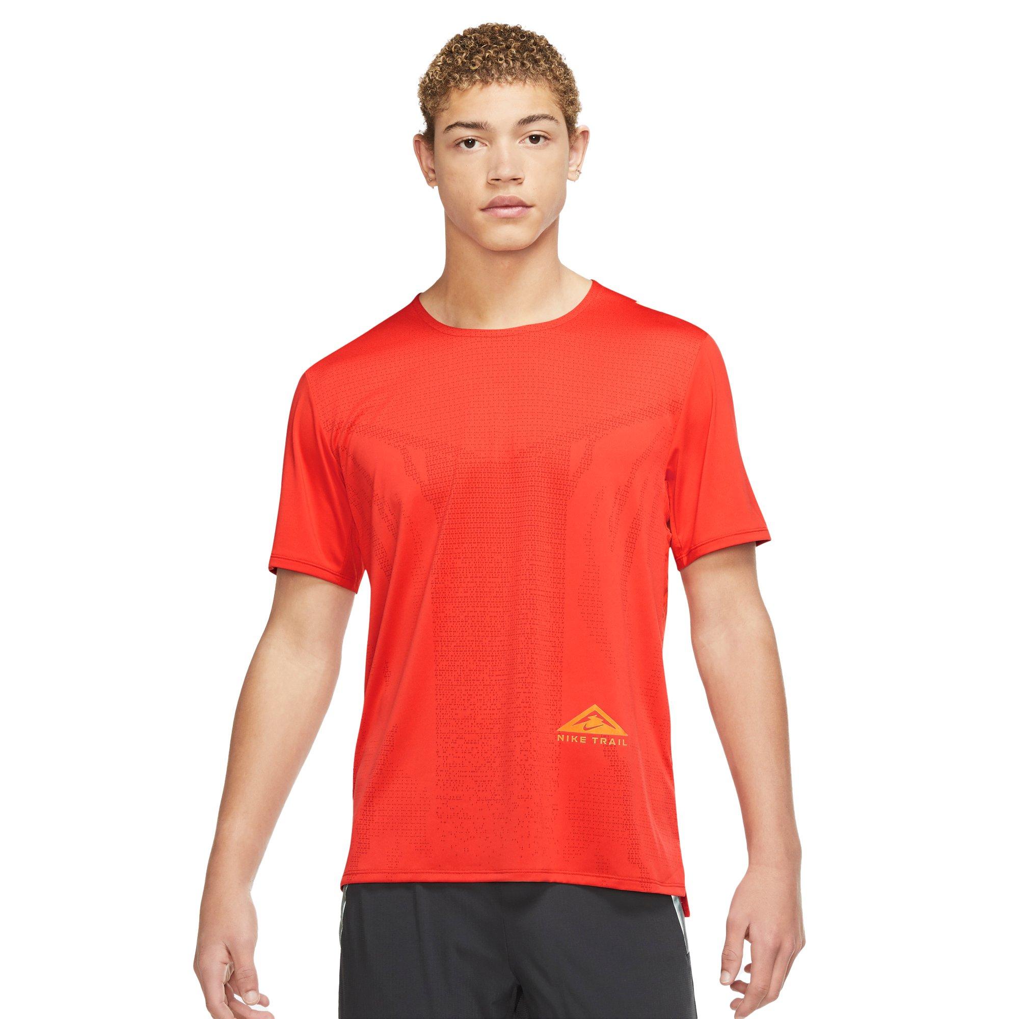 Nike Men's Dri-FIT Rise 365 Short-Sleeve Trail Running Top - RED Thumbnail View 1