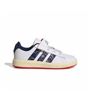 adidas Marvel Spider-Man Grand Court "Ftwr White/Dark Blue/Warm Vanilla" Preschool Boys' Shoe - WHITE/DK BLUE/VANILLA