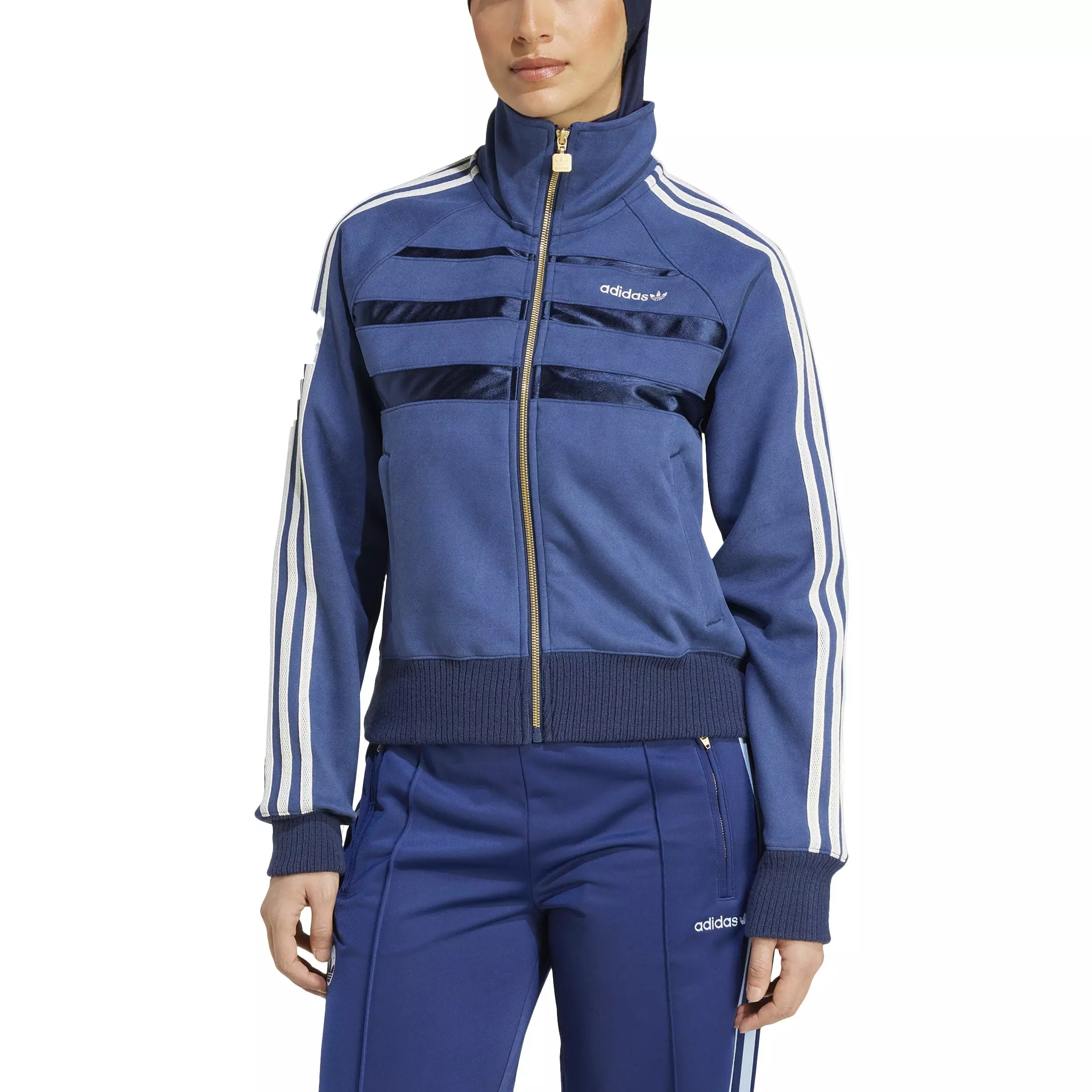 adidas Originals Women's Suede the First Track Top-Blue - BLUE