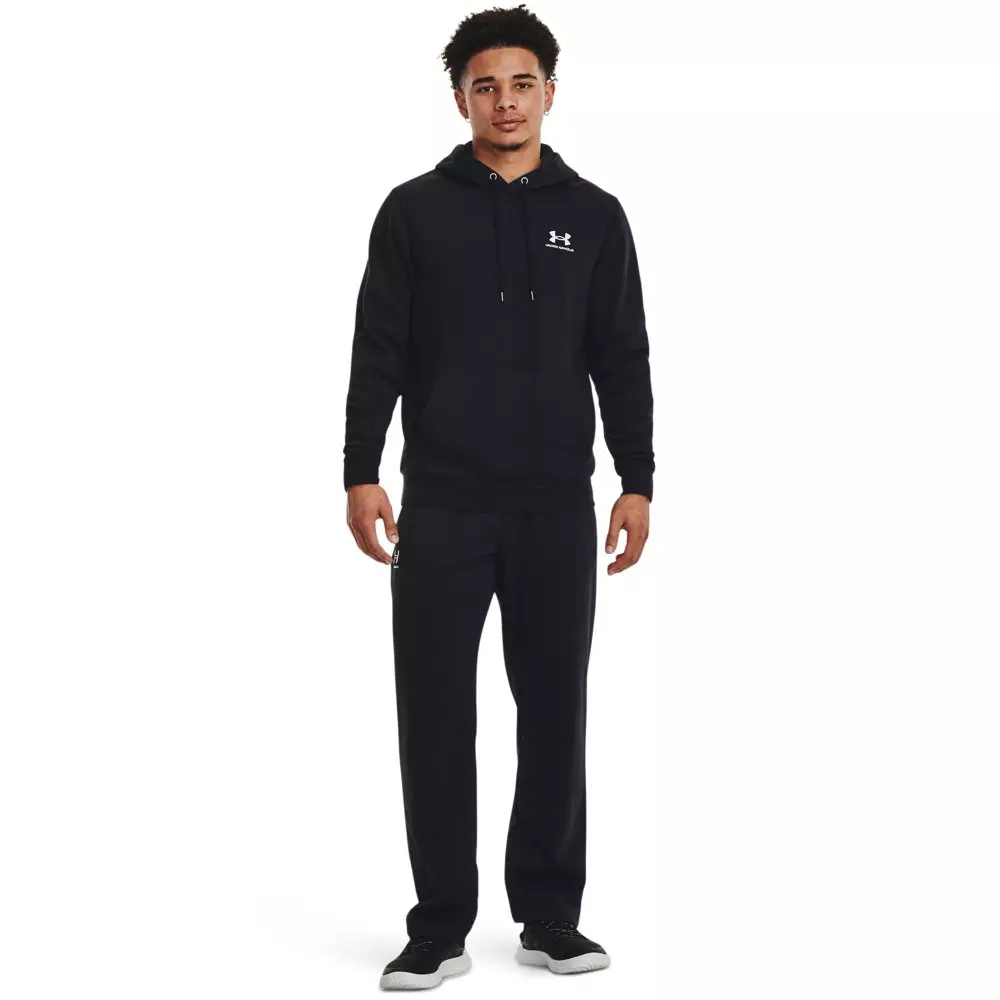 Under Armour Men's Essential Fleece Pants - BLACK/WHITE