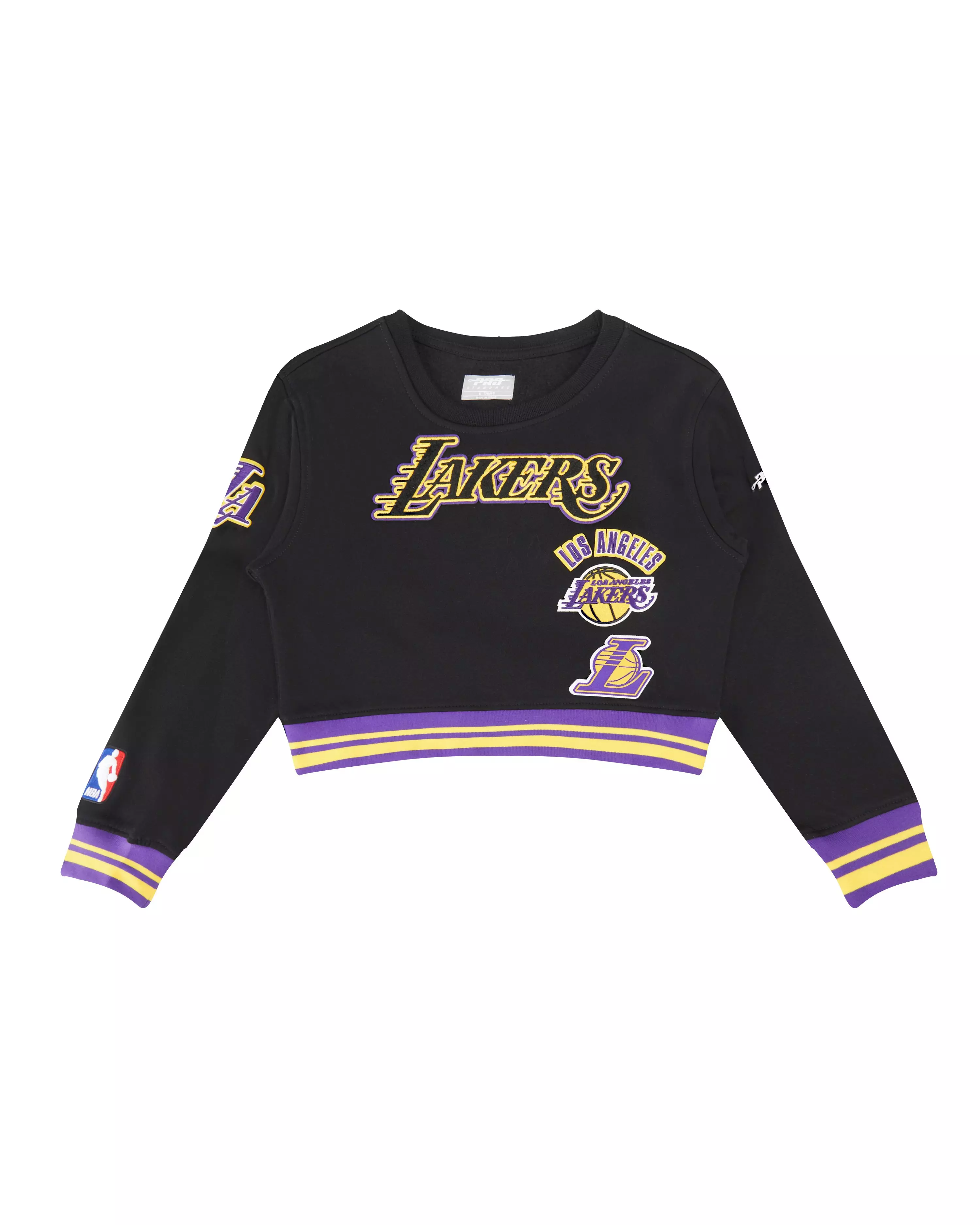Pro Standard Little Girls' NBA Los Angeles Lakers Retro Classic Rib Fleece Crewneck - Black/Purple - BLACK/PURPLE