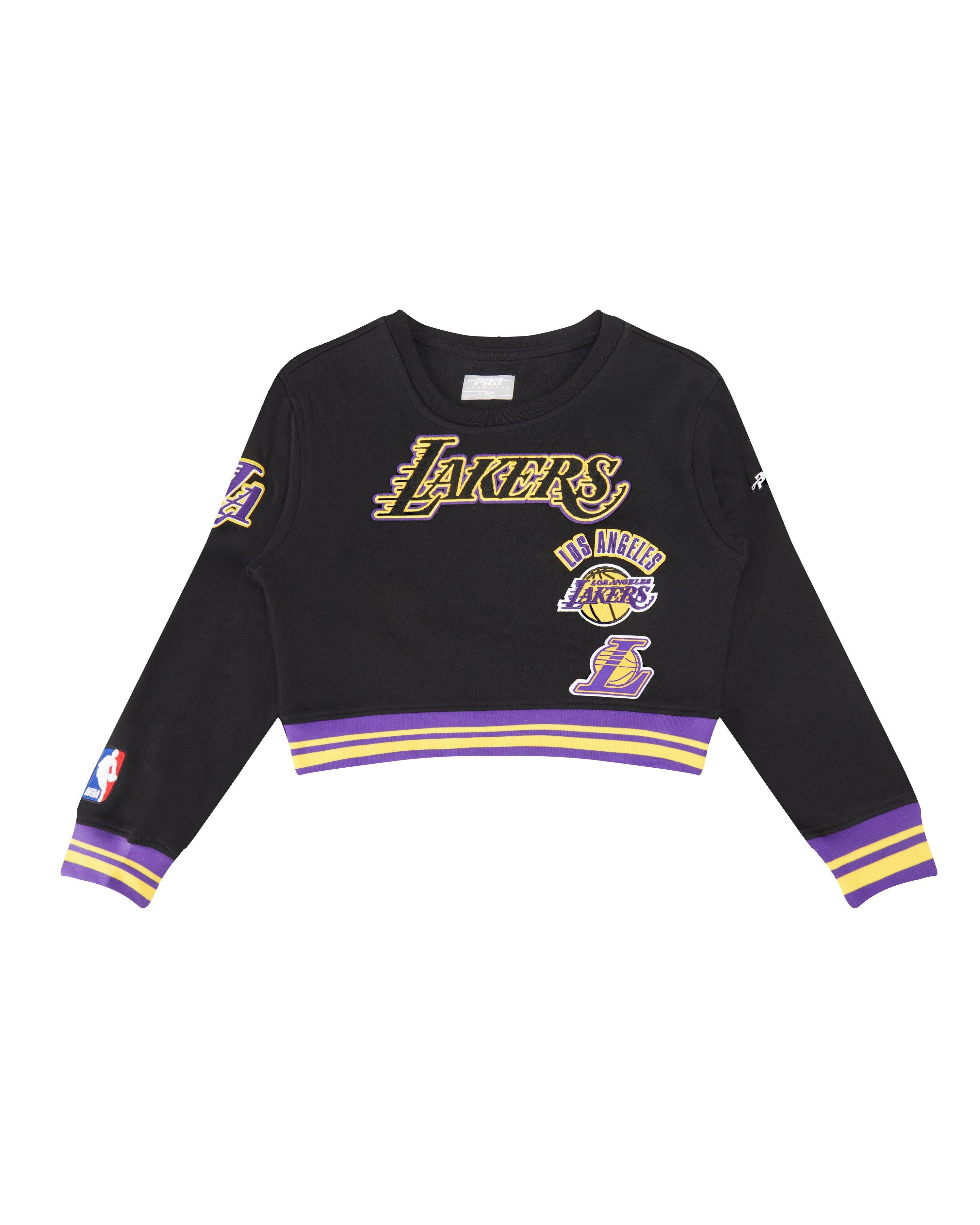 Pro Standard Little Girls' NBA Los Angeles Lakers Retro Classic Rib Fleece Crewneck -Black/Purple - BLACK/PURPLE Thumbnail View 1
