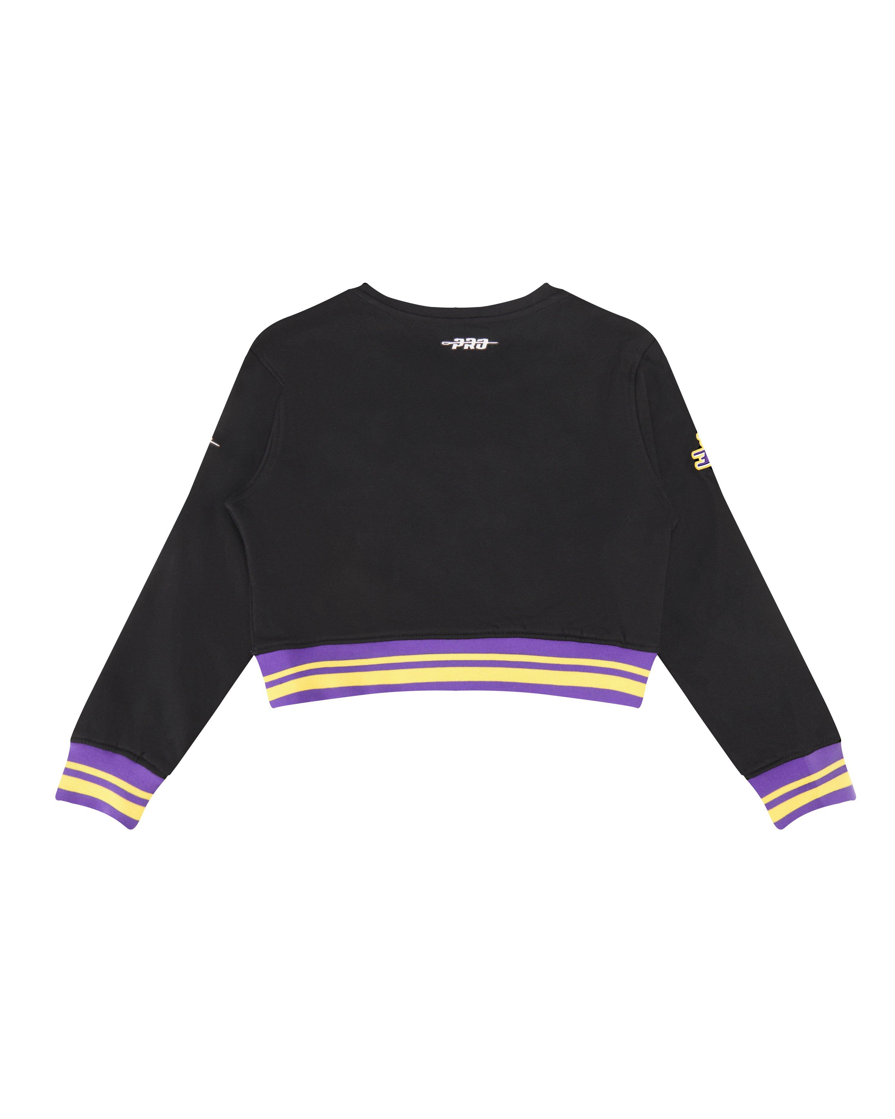 Pro Standard Little Girls' NBA Los Angeles Lakers Retro Classic Rib Fleece Crewneck -Black/Purple - BLACK/PURPLE Thumbnail View 2