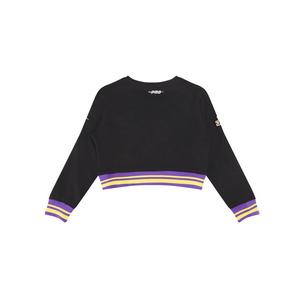Pro Standard Little Girls' NBA Los Angeles Lakers Retro Classic Rib Fleece Crewneck -Black/Purple
