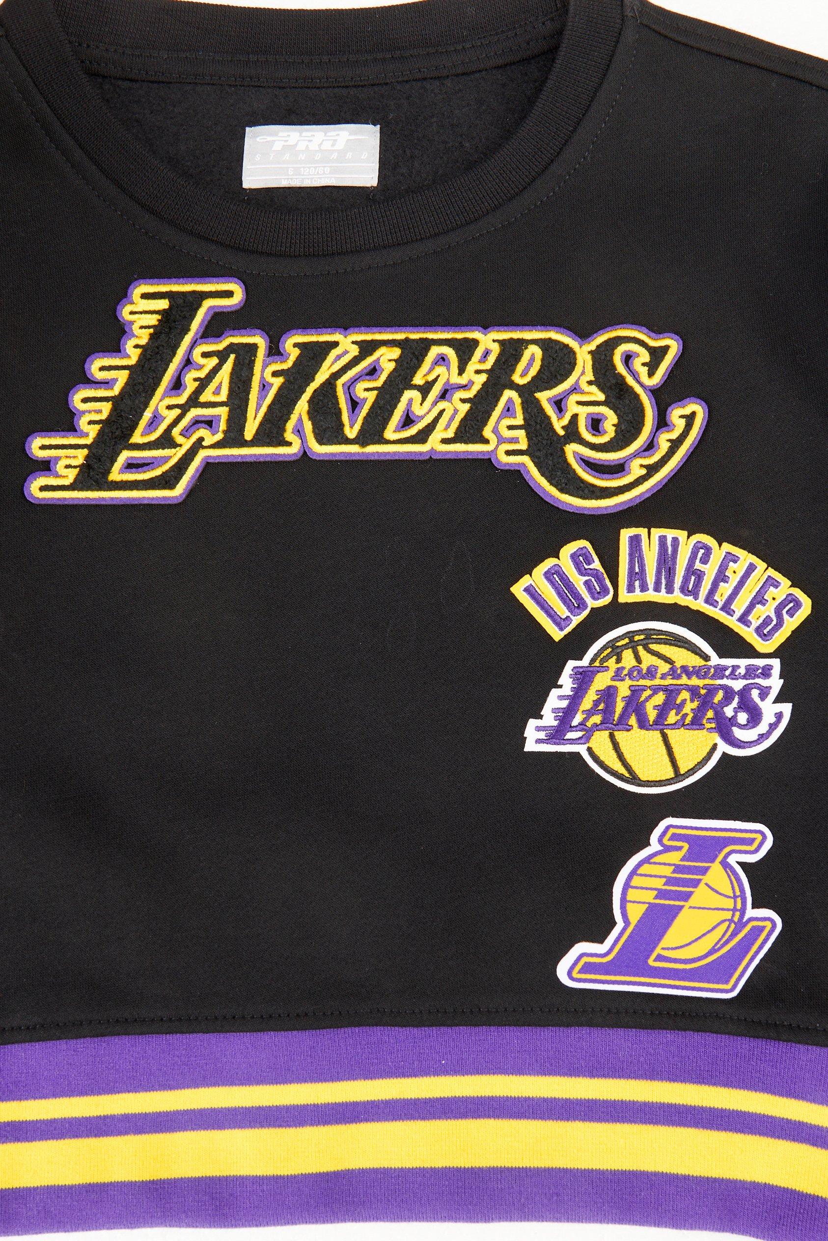 Pro Standard Little Girls' NBA Los Angeles Lakers Retro Classic Rib Fleece Crewneck -Black/Purple - BLACK/PURPLE Thumbnail View 3