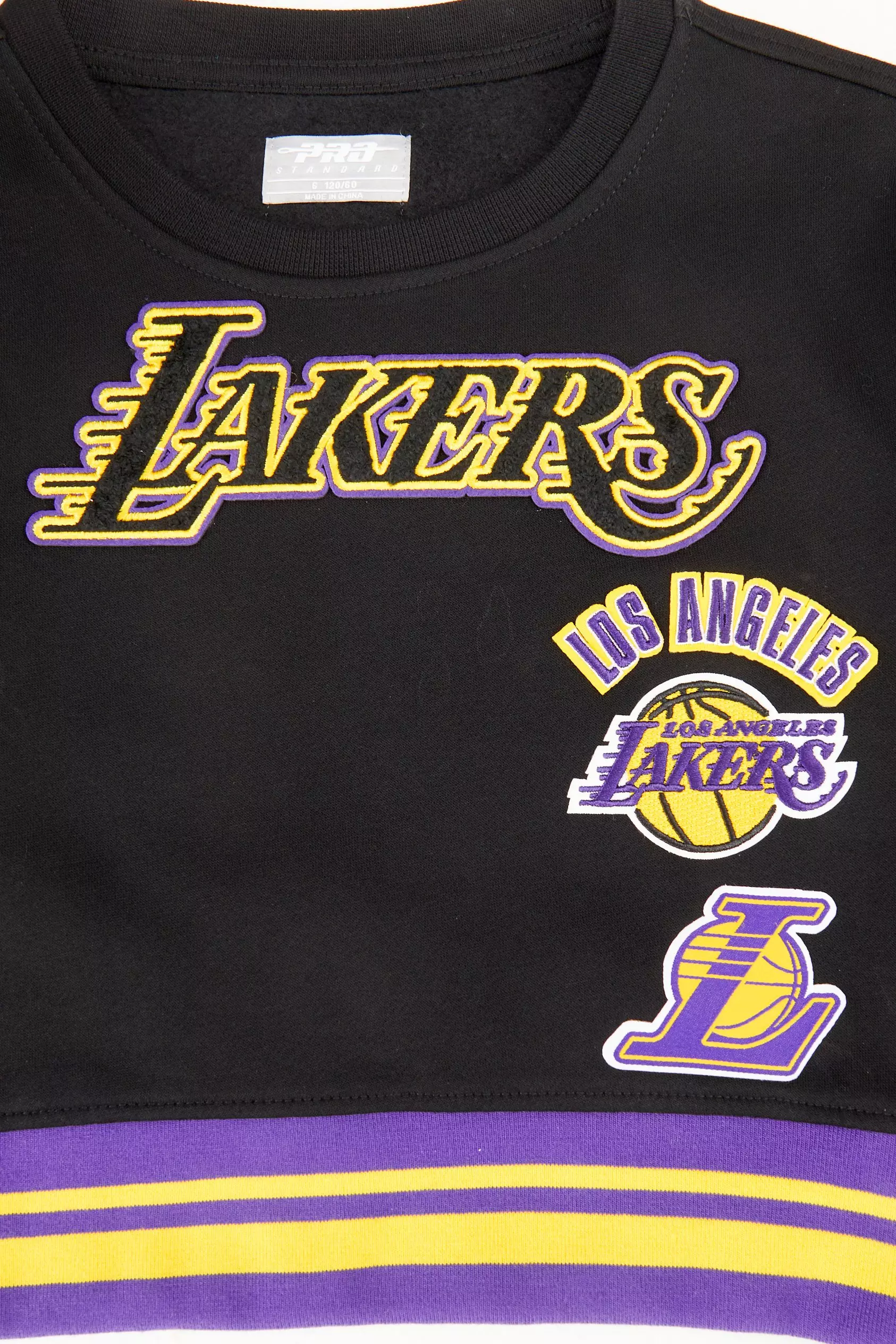 Pro Standard Little Girls' NBA Los Angeles Lakers Retro Classic Rib Fleece Crewneck -Black/Purple - BLACK/PURPLE