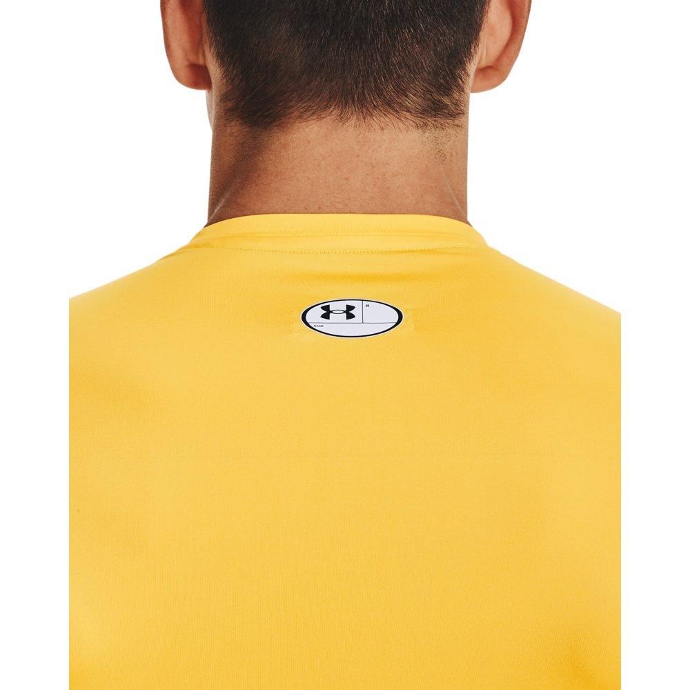 Under Armour Men's HeatGear Short Sleeve Compression Shirt - YELLOW Thumbnail View 3