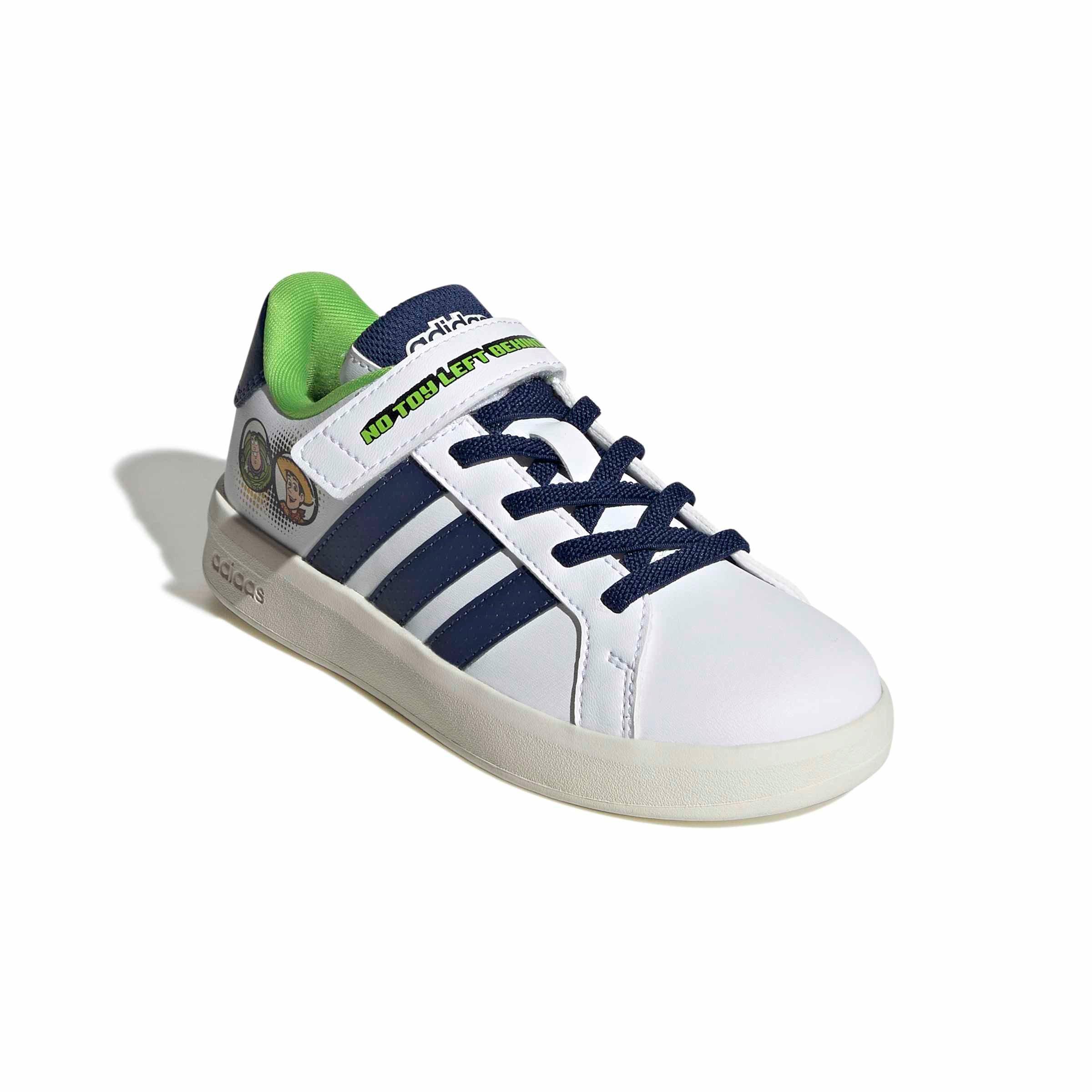 adidas Pixar Toy Story Grand Court "Ftwr White/Dark Blue/Off White" Preschool Boys' Shoe - WHITE/DK BLUE/OFF WHITE