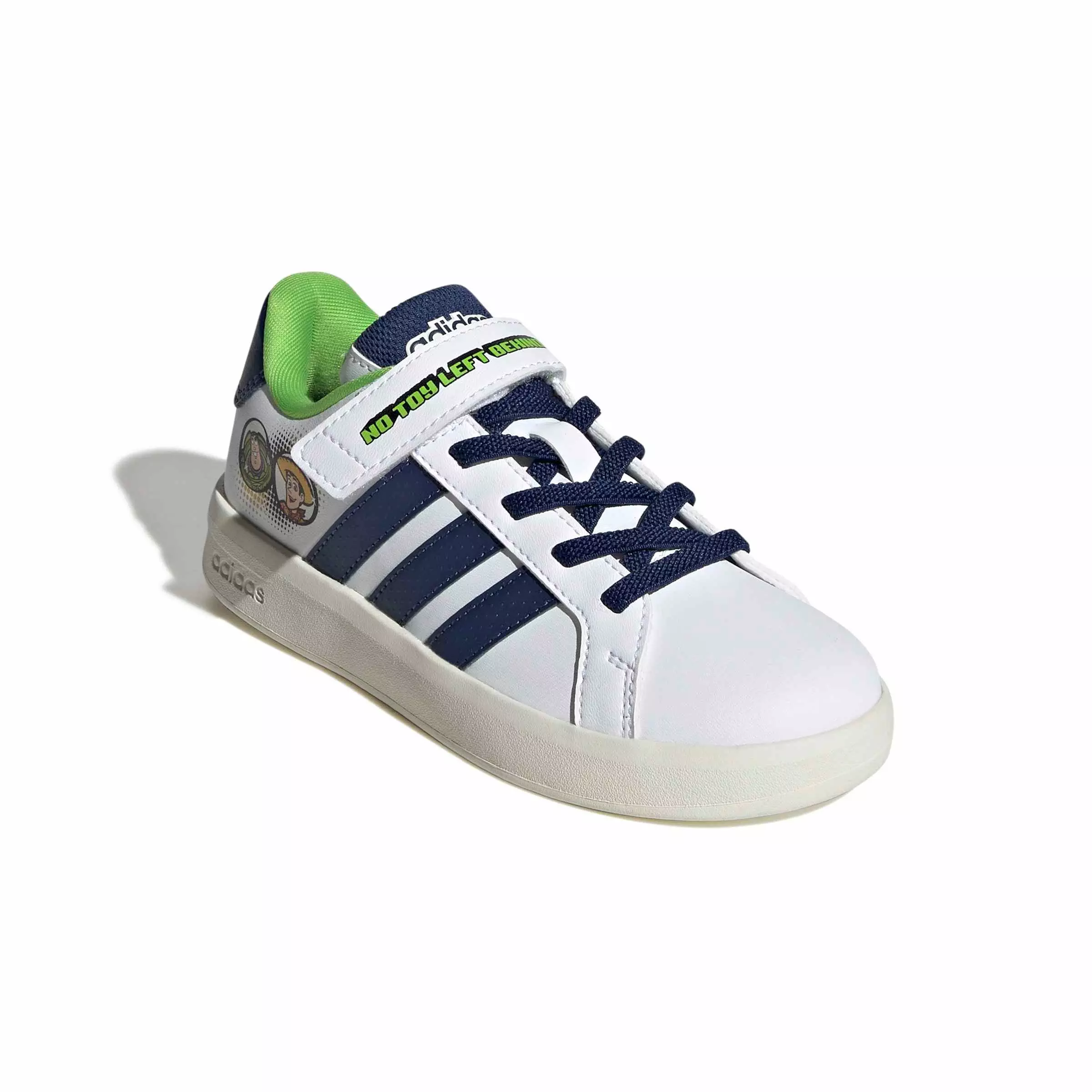 adidas Pixar Toy Story Grand Court "Ftwr White/Dark Blue/Off White" Preschool Boys' Shoe - WHITE/DK BLUE/OFF WHITE