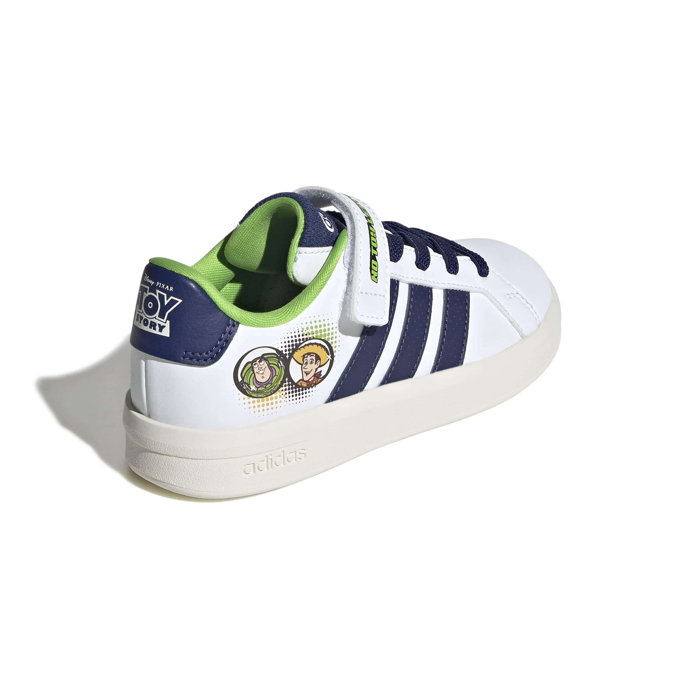 adidas Pixar Toy Story Grand Court "Ftwr White/Dark Blue/Off White" Preschool Boys' Shoe - WHITE/DK BLUE/OFF WHITE