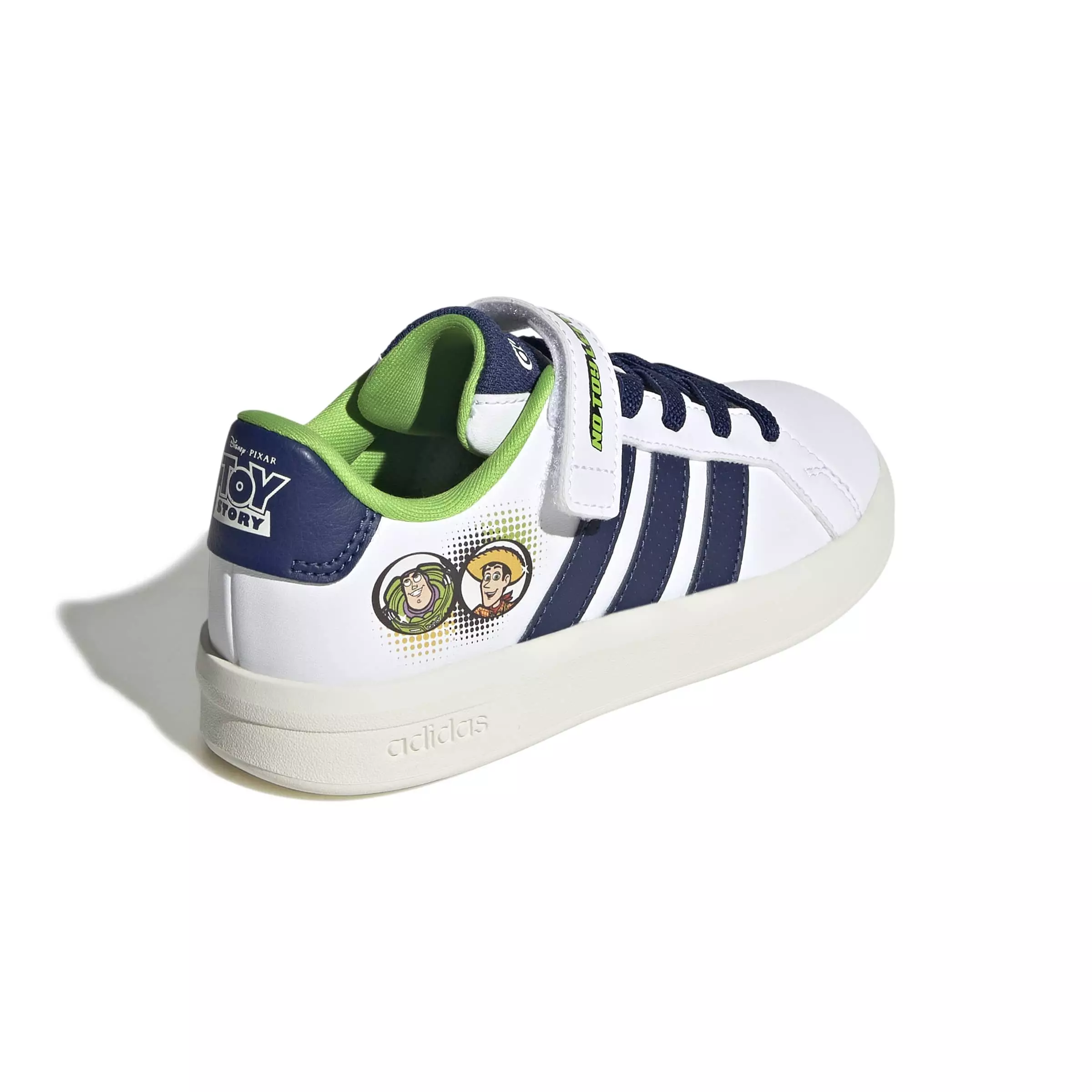 adidas Pixar Toy Story Grand Court "Ftwr White/Dark Blue/Off White" Preschool Boys' Shoe - WHITE/DK BLUE/OFF WHITE