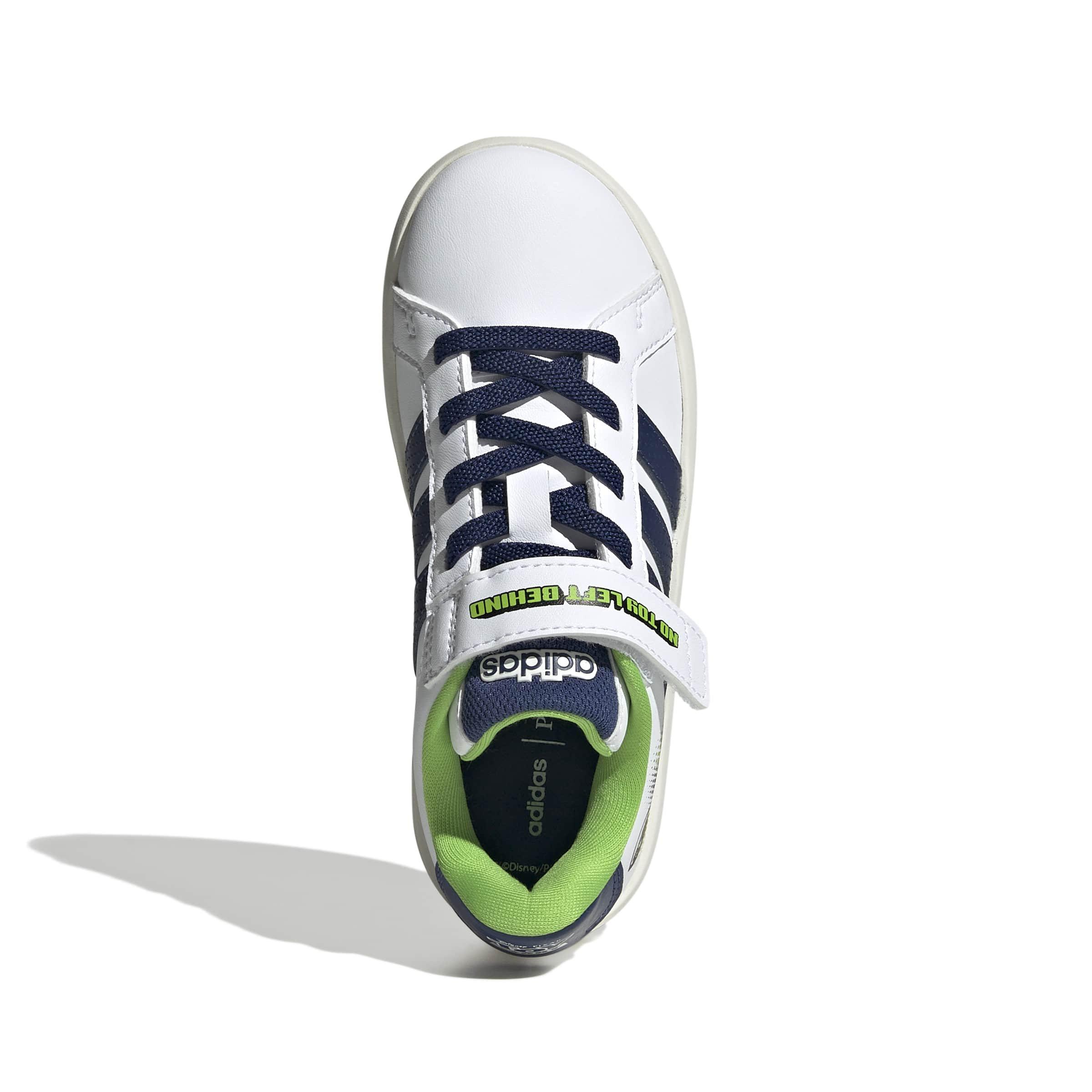 adidas Pixar Toy Story Grand Court "Ftwr White/Dark Blue/Off White" Preschool Boys' Shoe - WHITE/DK BLUE/OFF WHITE