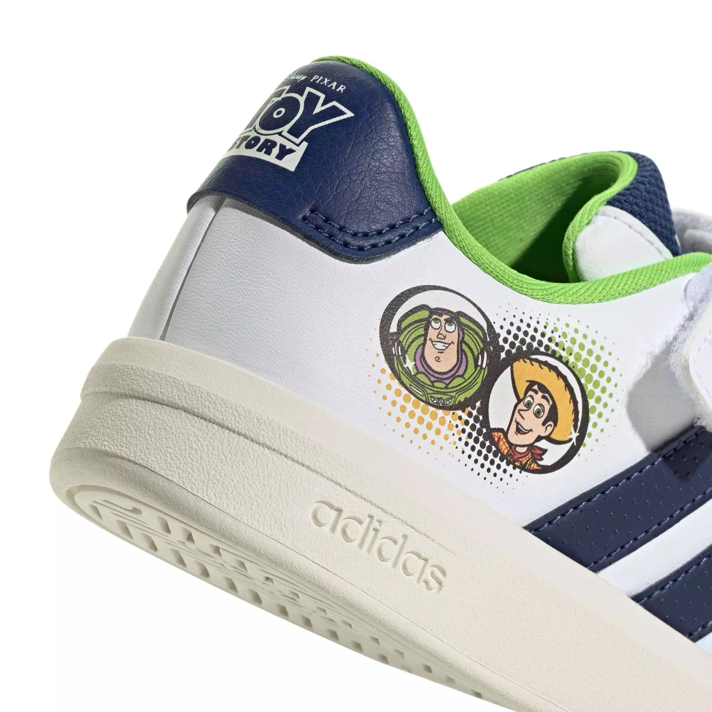 adidas Pixar Toy Story Grand Court "Ftwr White/Dark Blue/Off White" Preschool Boys' Shoe - WHITE/DK BLUE/OFF WHITE