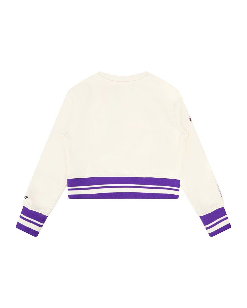 Pro Standard Little Girls' NBA Los Angeles Lakers Retro Classic Rib Fleece Crewneck -White/Purple - WHITE/PURPLE Thumbnail View 2