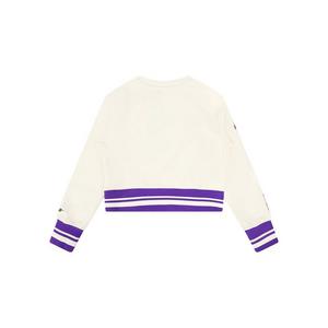Pro Standard Little Girls' NBA Los Angeles Lakers Retro Classic Rib Fleece Crewneck -White/Purple
