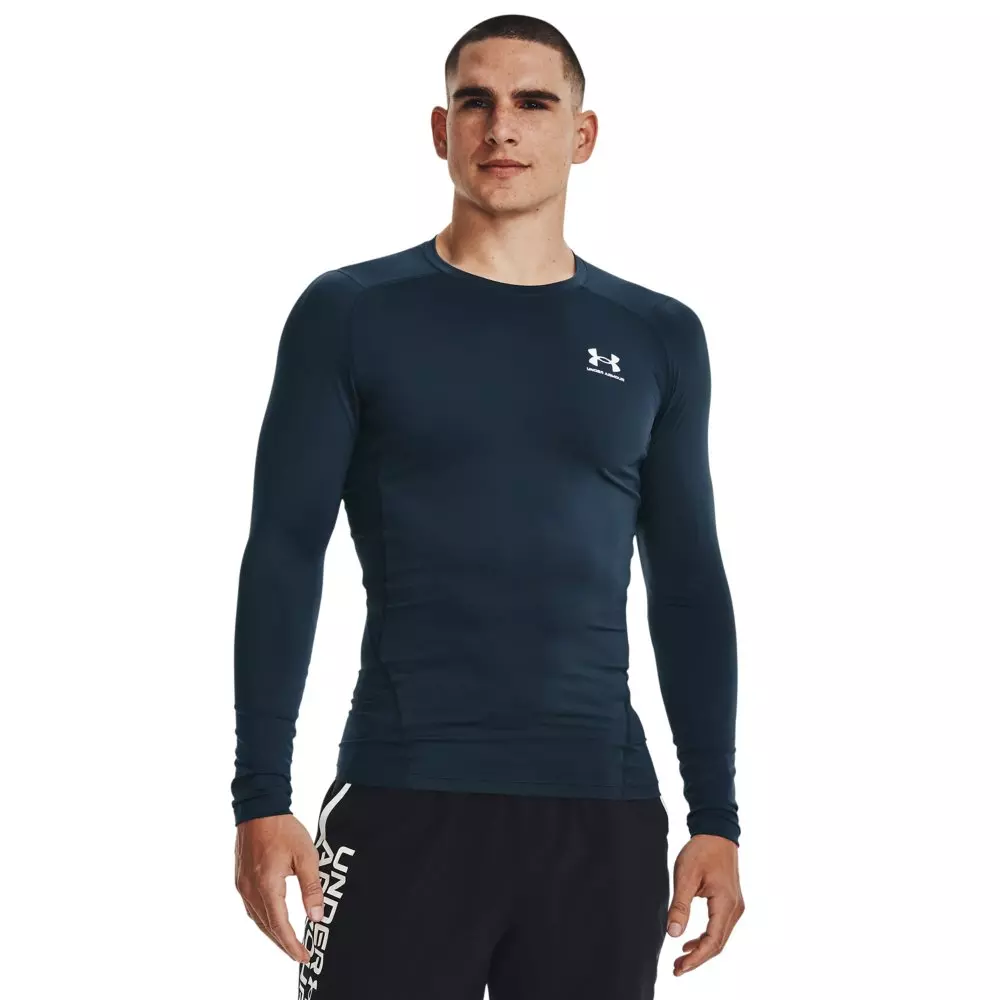 Under Armour Men's HeatGear Long Sleeve Compression Shirt - Blue/White - BLUE/WHITE