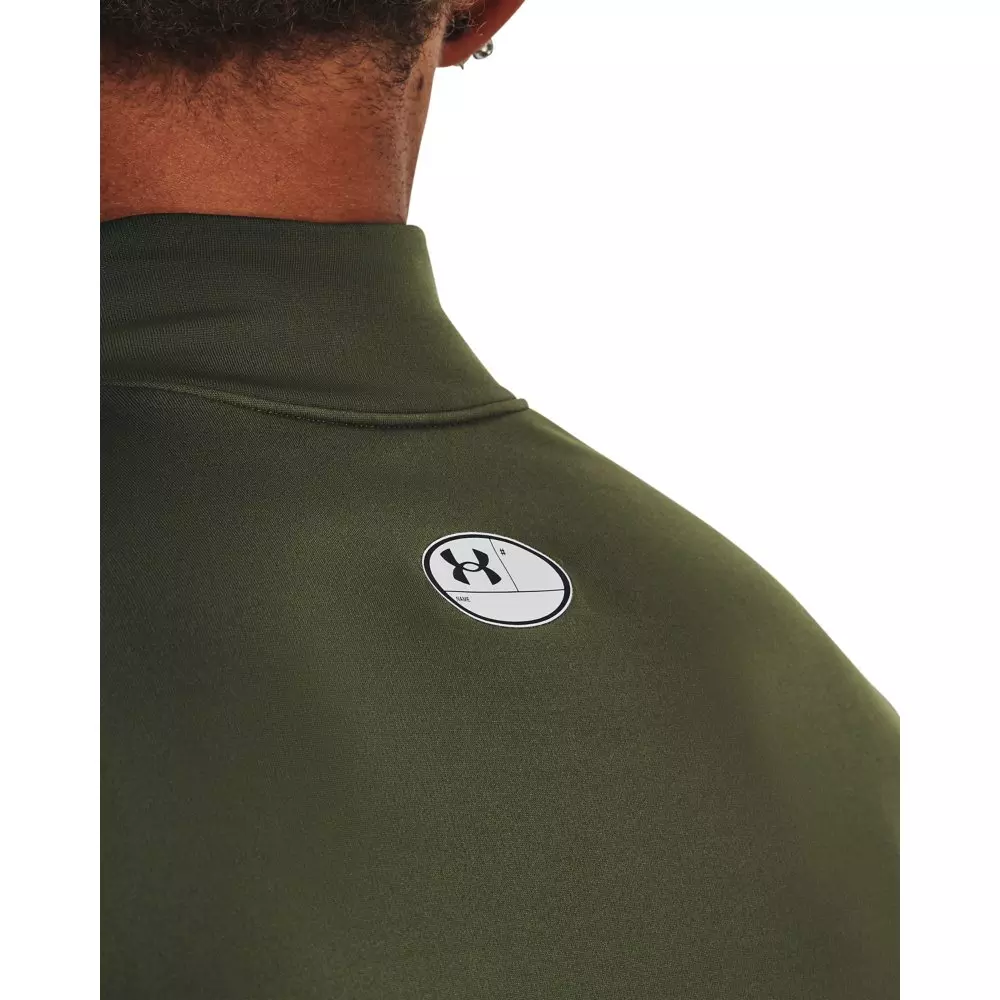 Under Armour Men's ColdGear Fitted Mock Neck Shirt - Green/Black - GREEN/BLACK