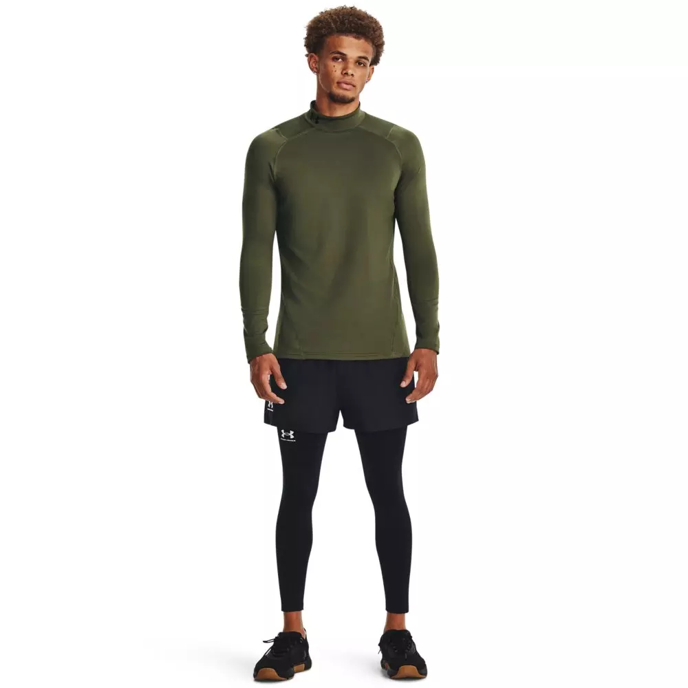 Under Armour Men's ColdGear Fitted Mock Neck Shirt - Green/Black - GREEN/BLACK