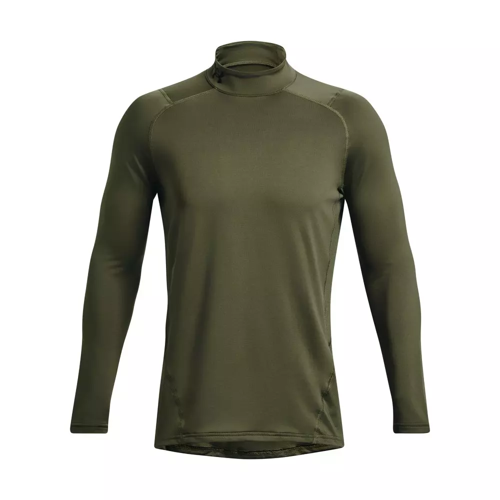 Under Armour Men's ColdGear Fitted Mock Neck Shirt - Green/Black - GREEN/BLACK