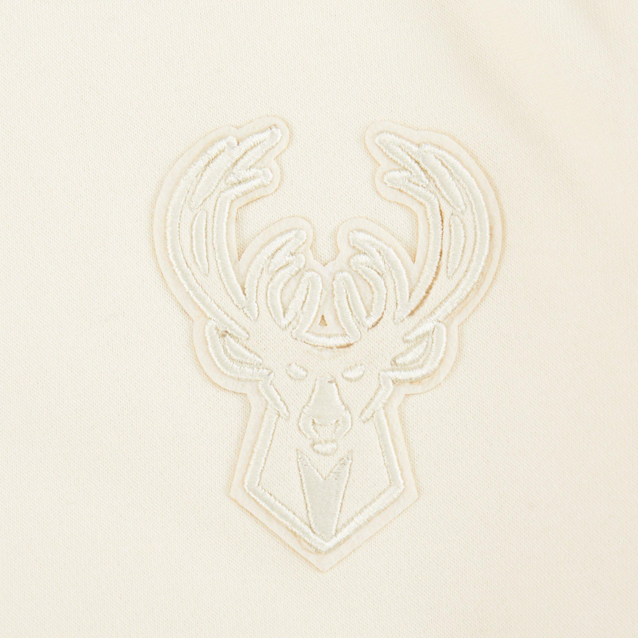 Pro Standard Little Girls' NBA Milwaukee Bucks Neutral Fleece Crewneck​ Sweatshirt -Cream - CREAM Thumbnail View 3