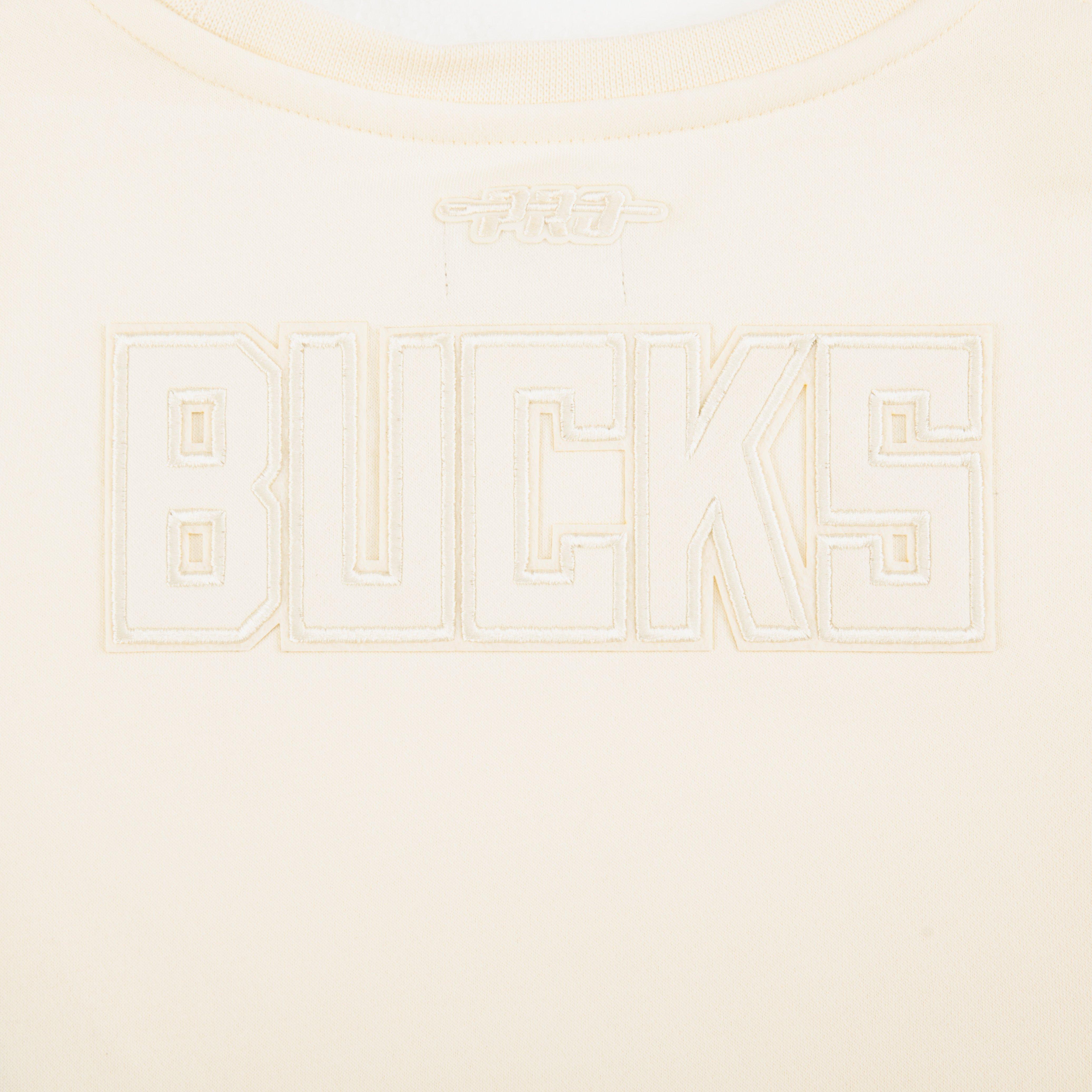 Pro Standard Little Girls' NBA Milwaukee Bucks Neutral Fleece Crewneck​ Sweatshirt -Cream - CREAM Thumbnail View 5