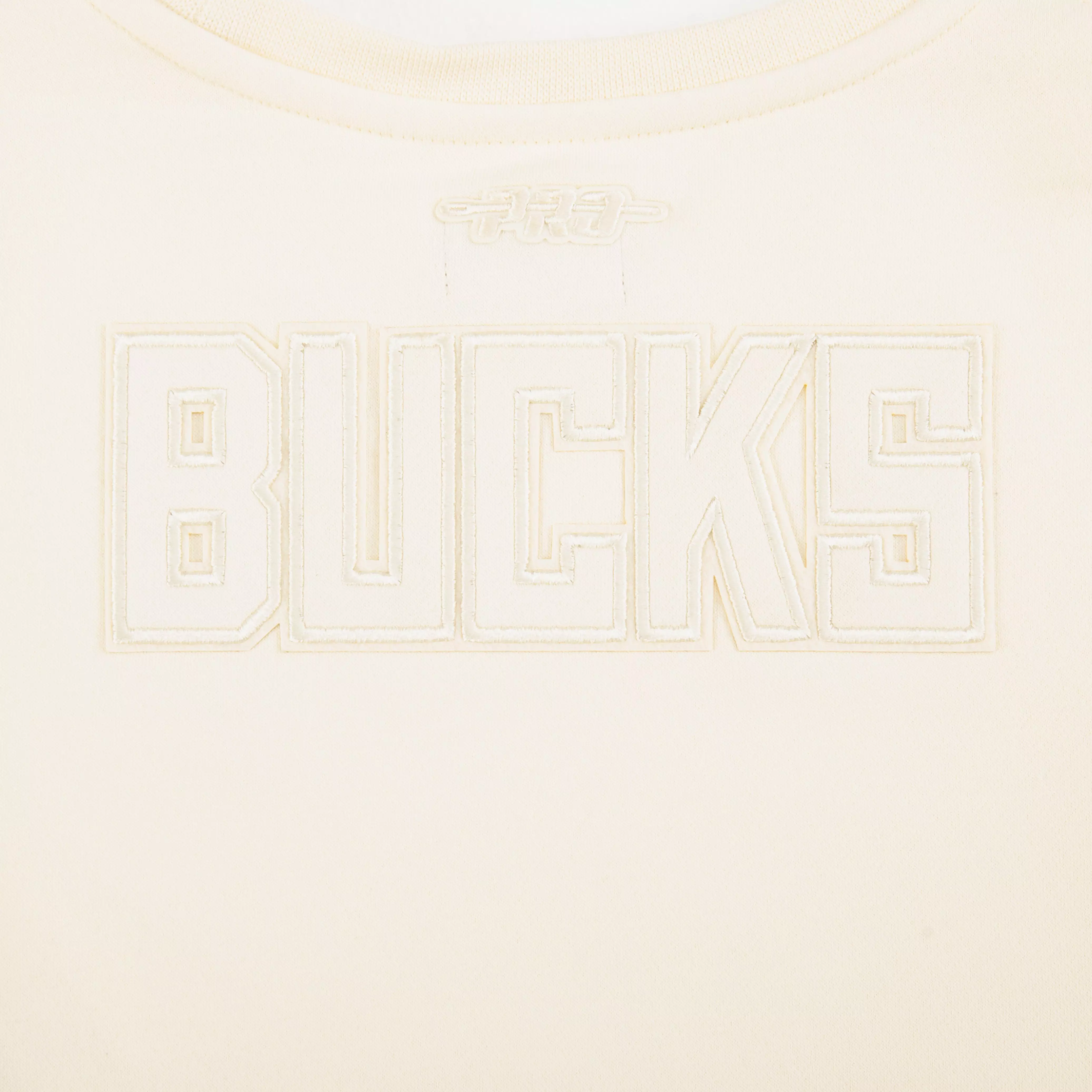 Pro Standard Little Girls' NBA Milwaukee Bucks Neutral Fleece Crewneck​ Sweatshirt -Cream - CREAM