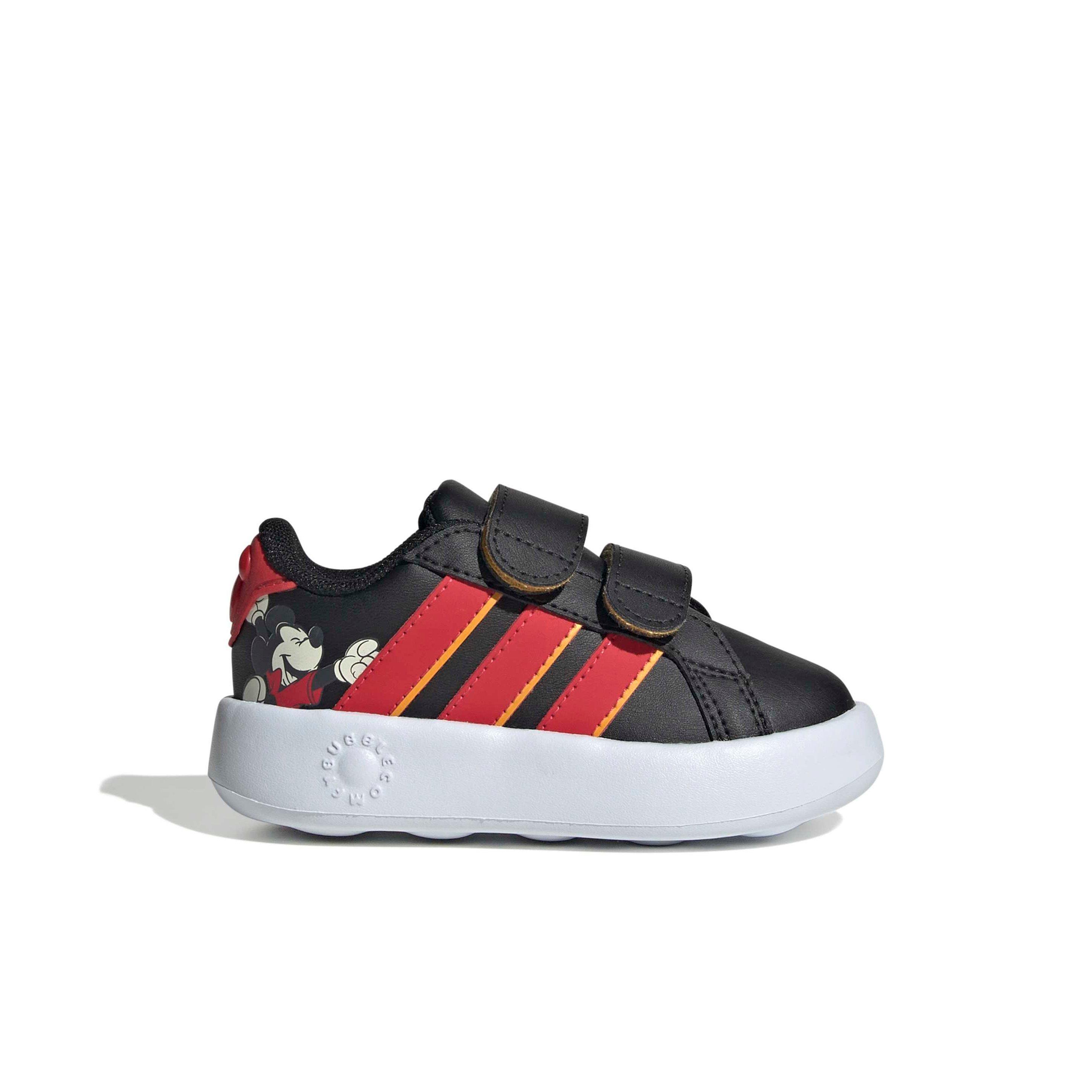 adidas Disney Mickey Mouse Grand Court "Core Black/Pure Ruby/Crew Yellow" Infant Boys' Shoe - BLACK/RUBY/YELLOW