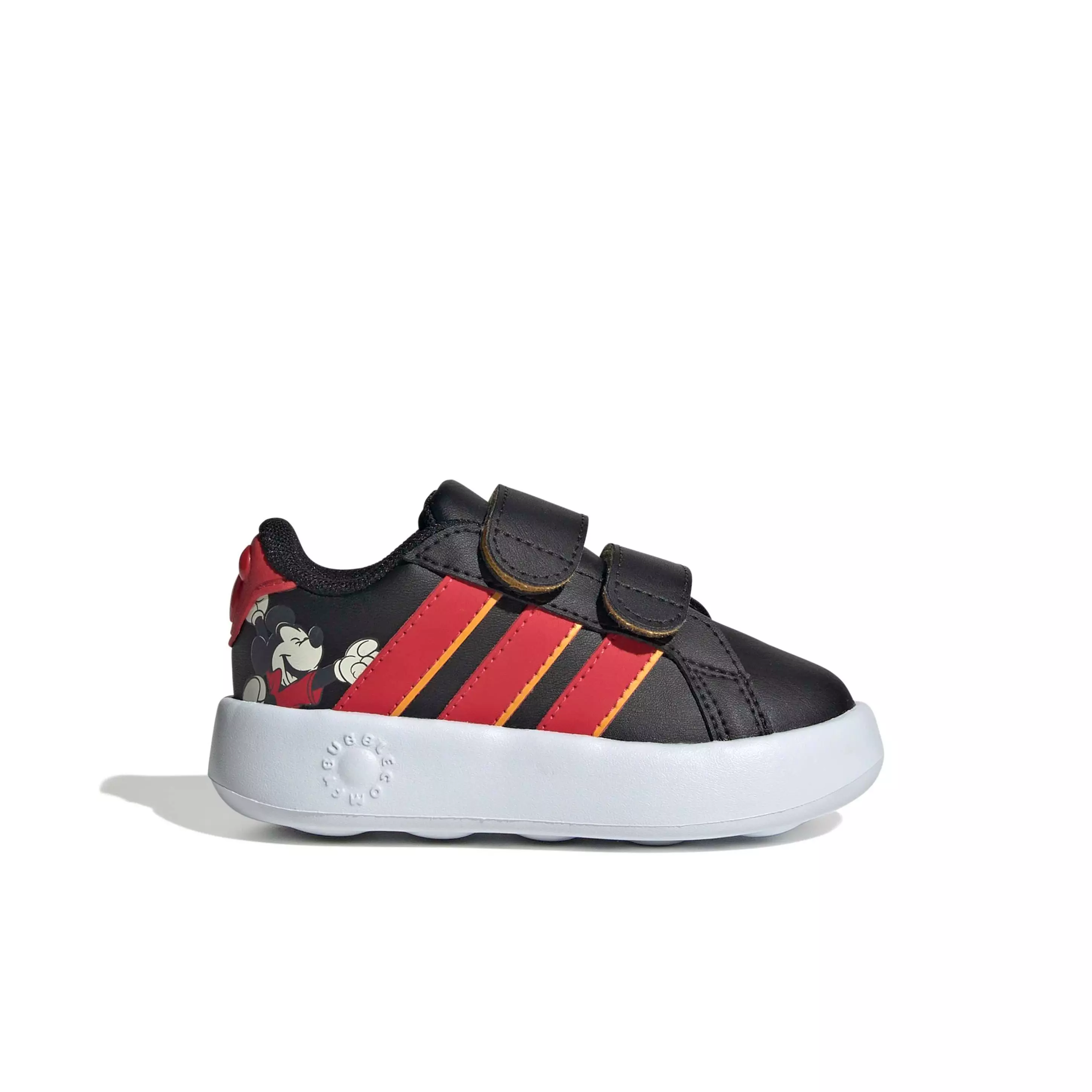 adidas Disney Mickey Mouse Grand Court "Core Black/Pure Ruby/Crew Yellow" Infant Boys' Shoe - BLACK/RUBY/YELLOW