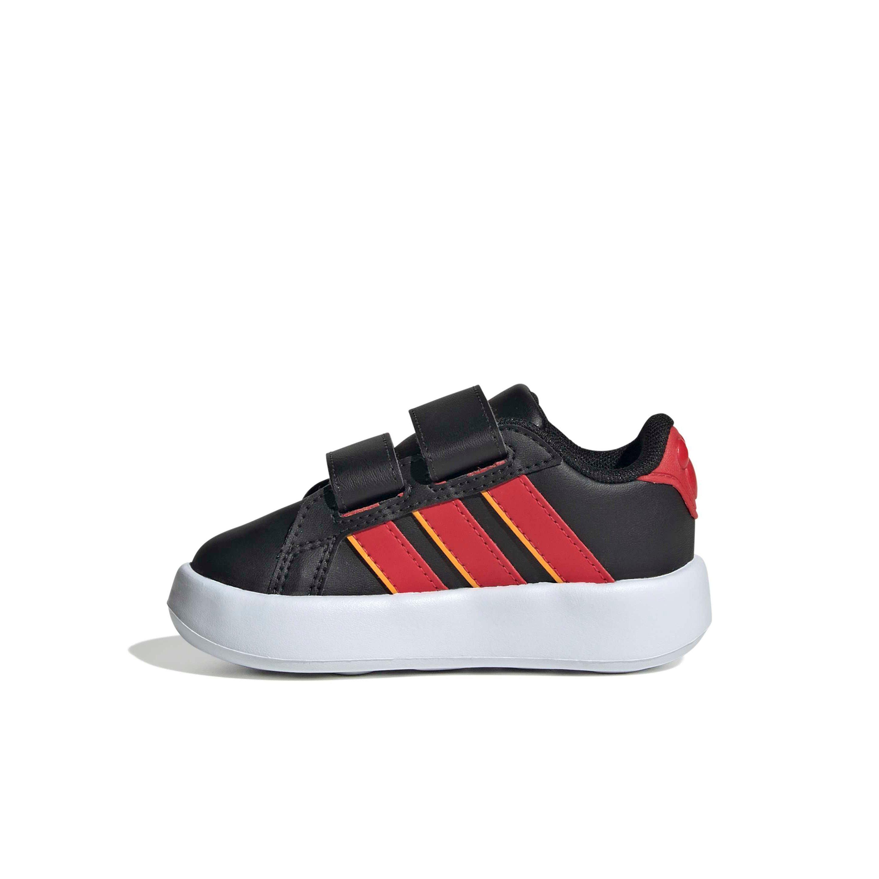 adidas Disney Mickey Mouse Grand Court "Core Black/Pure Ruby/Crew Yellow" Infant Boys' Shoe - BLACK/RUBY/YELLOW
