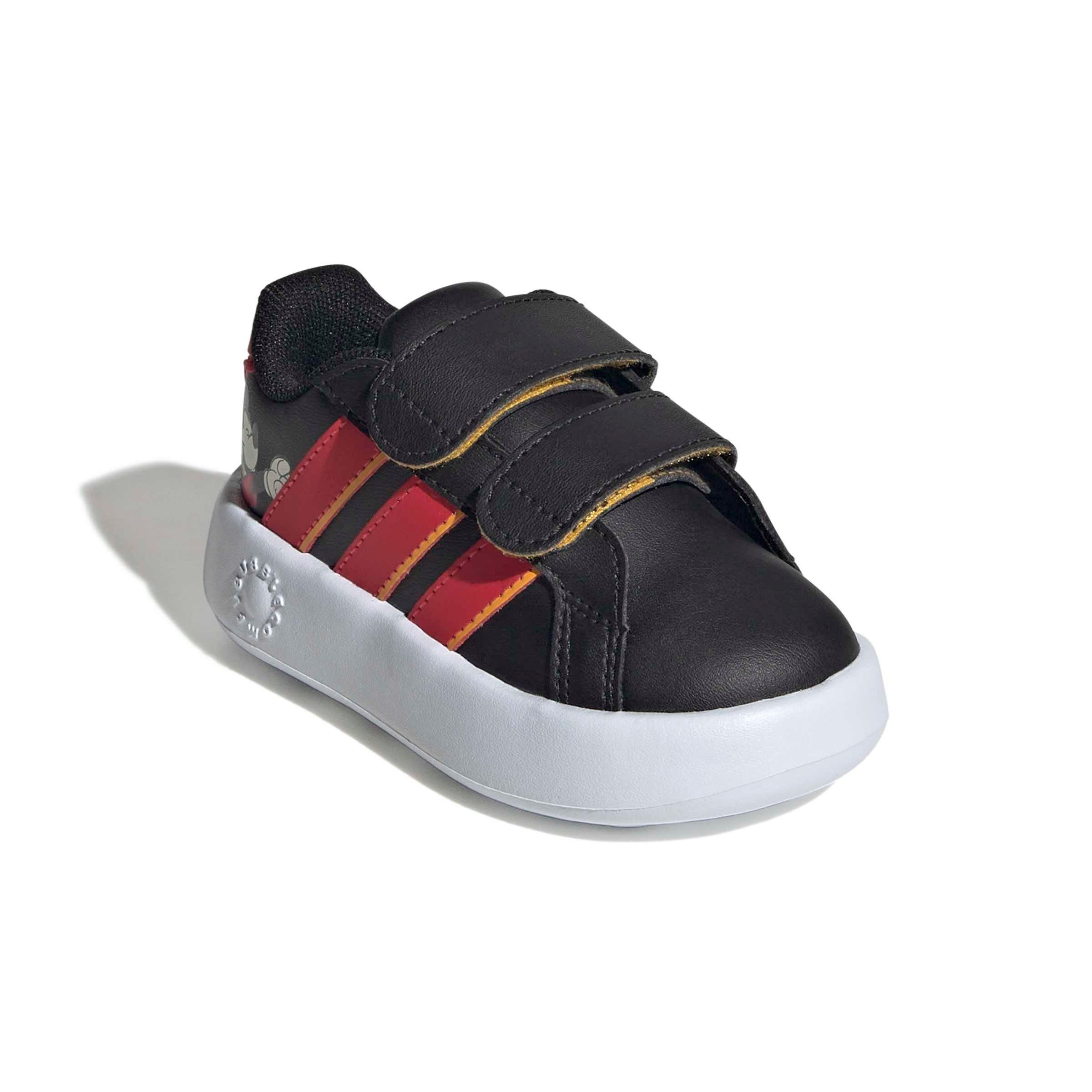 adidas Disney Mickey Mouse Grand Court "Core Black/Pure Ruby/Crew Yellow" Infant Boys' Shoe - BLACK/RUBY/YELLOW