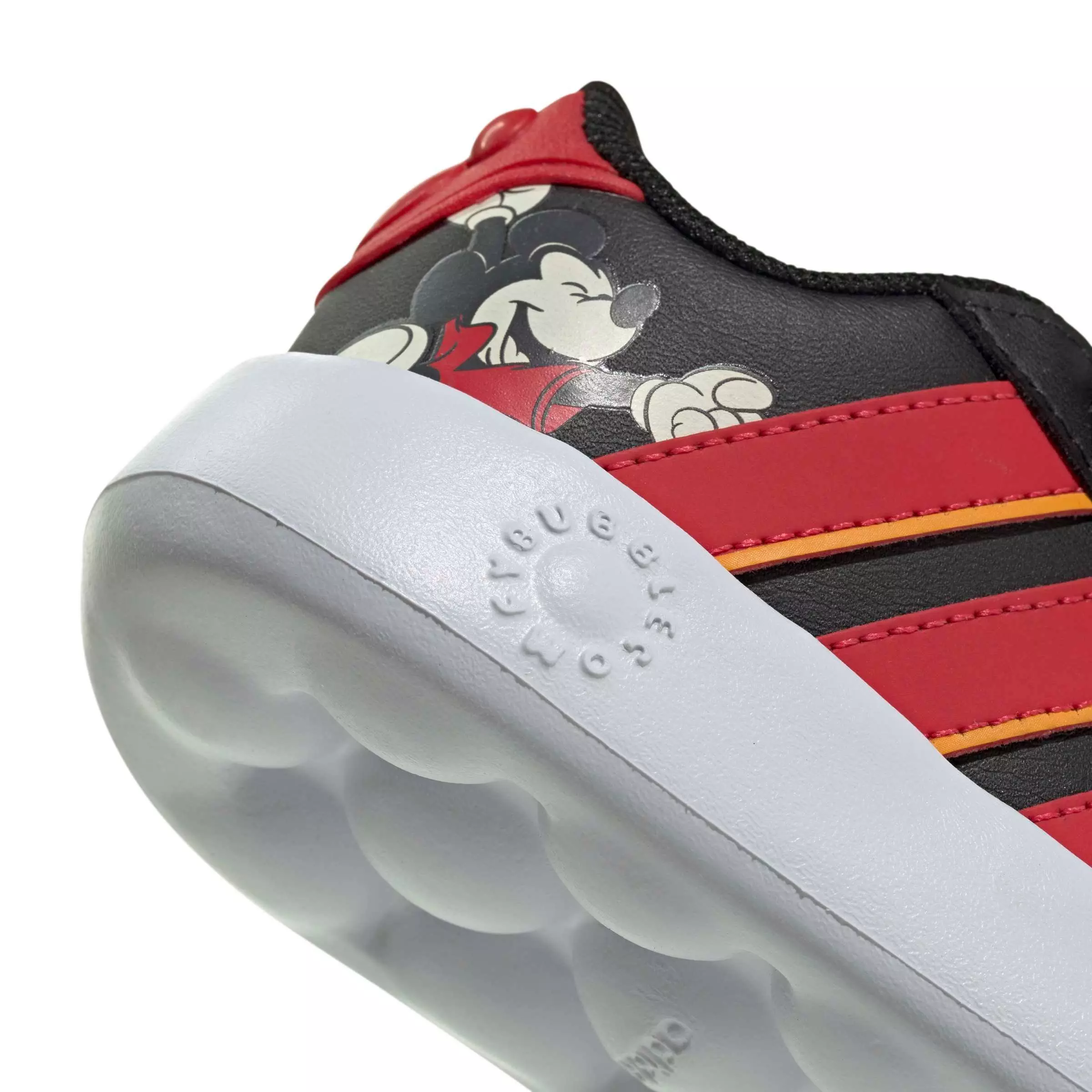 adidas Disney Mickey Mouse Grand Court "Core Black/Pure Ruby/Crew Yellow" Infant Boys' Shoe - BLACK/RUBY/YELLOW