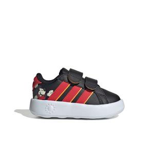 adidas Disney Mickey Mouse Grand Court "Core Black/Pure Ruby/Crew Yellow" Infant Boys' Shoe - BLACK/RUBY/YELLOW