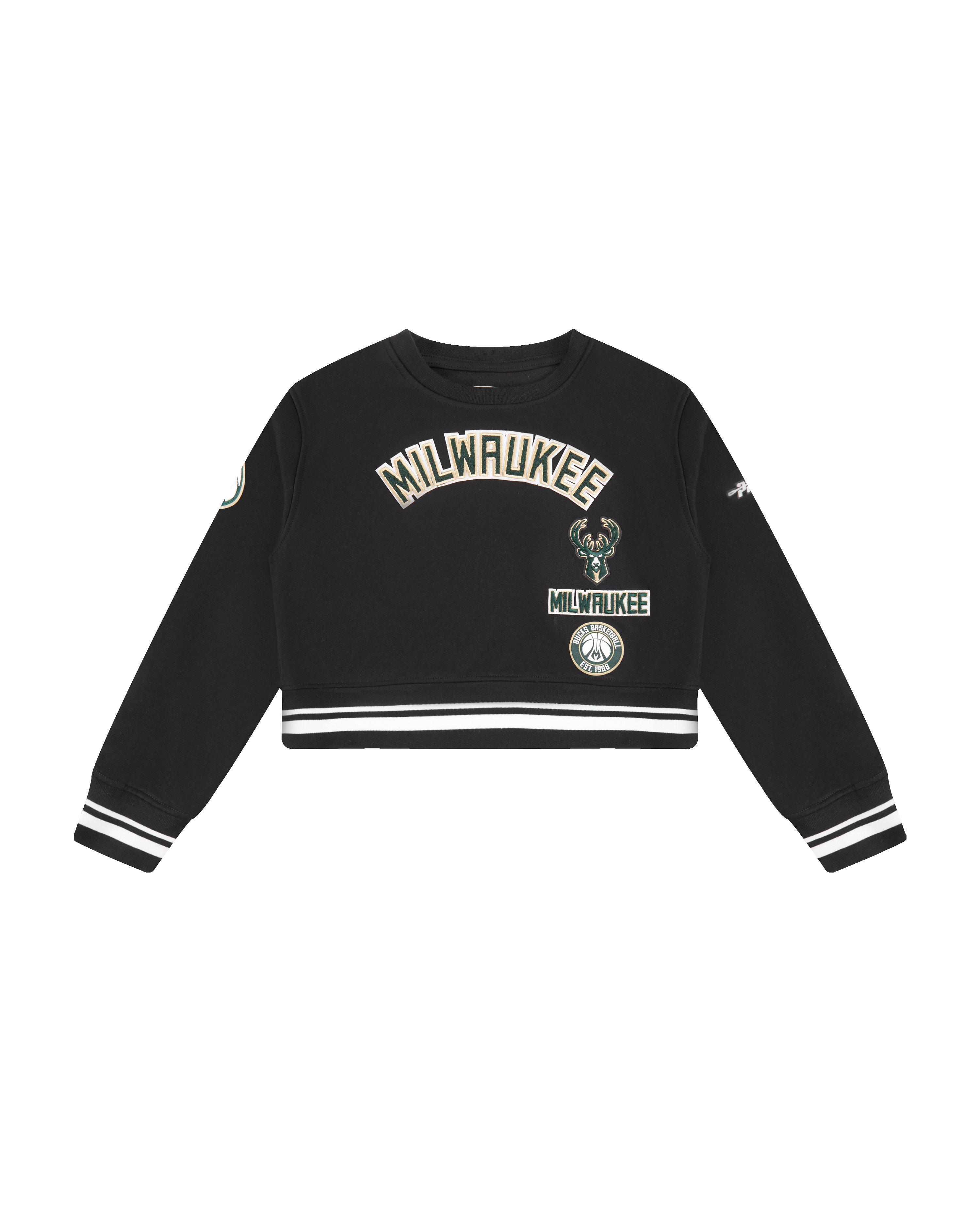 Pro Standard Little Girls' NBA Milwaukee Bucks Retro Classic​​ Sweatshirt -Black - BLACK Thumbnail View 1