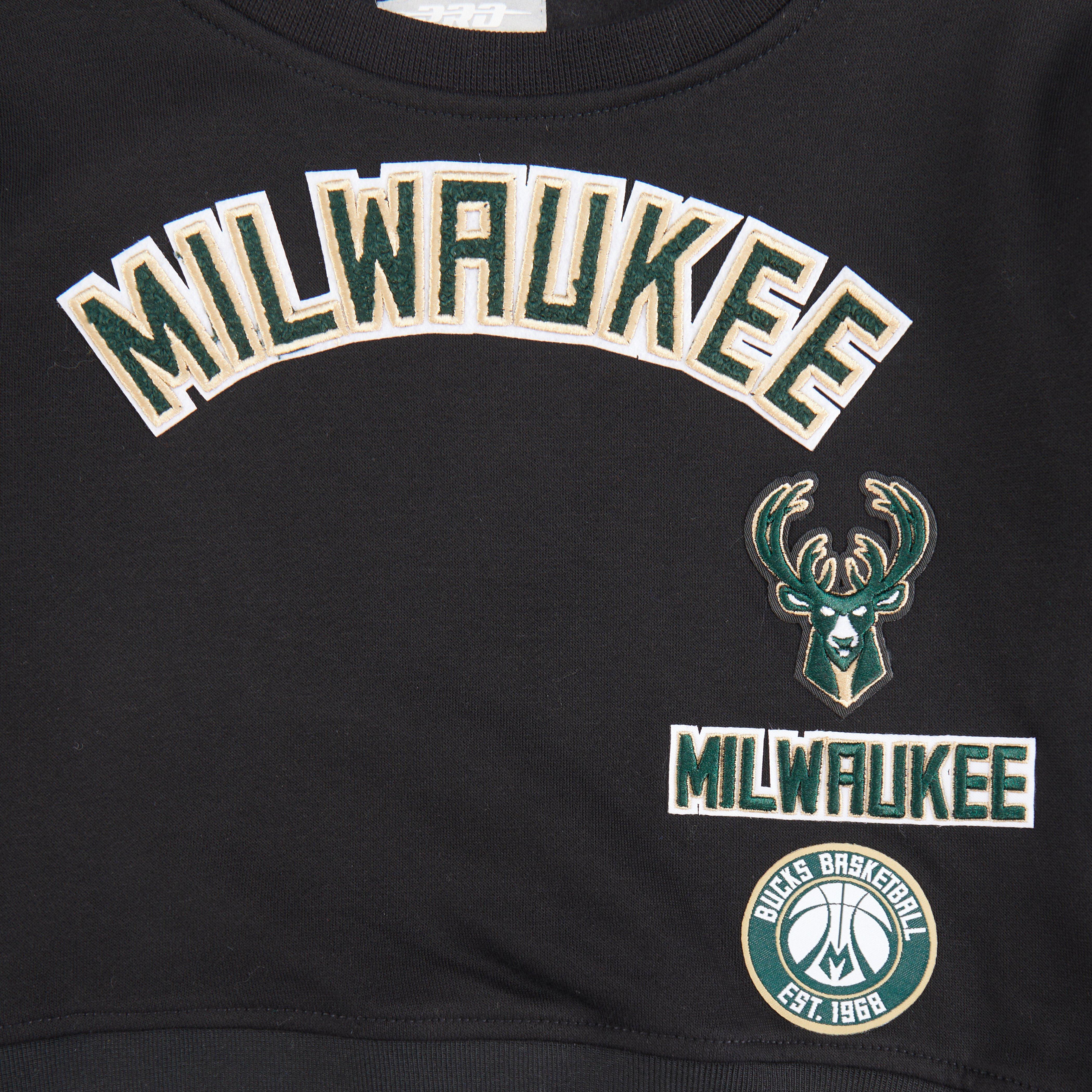 Pro Standard Little Girls' NBA Milwaukee Bucks Retro Classic​​ Sweatshirt -Black - BLACK Thumbnail View 3