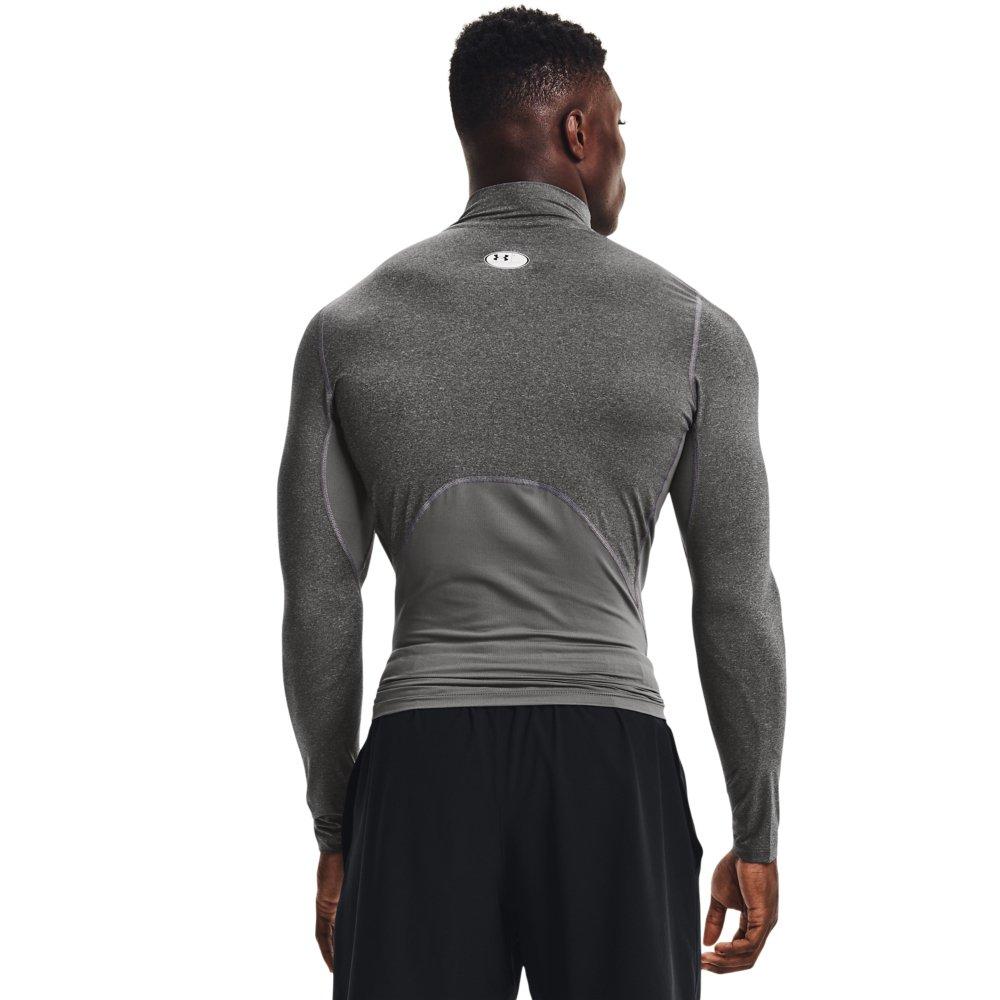 Under Armour Men's HeatGear Mock Neck Long Sleeve Compression Shirt - GREY/BLACK Thumbnail View 2