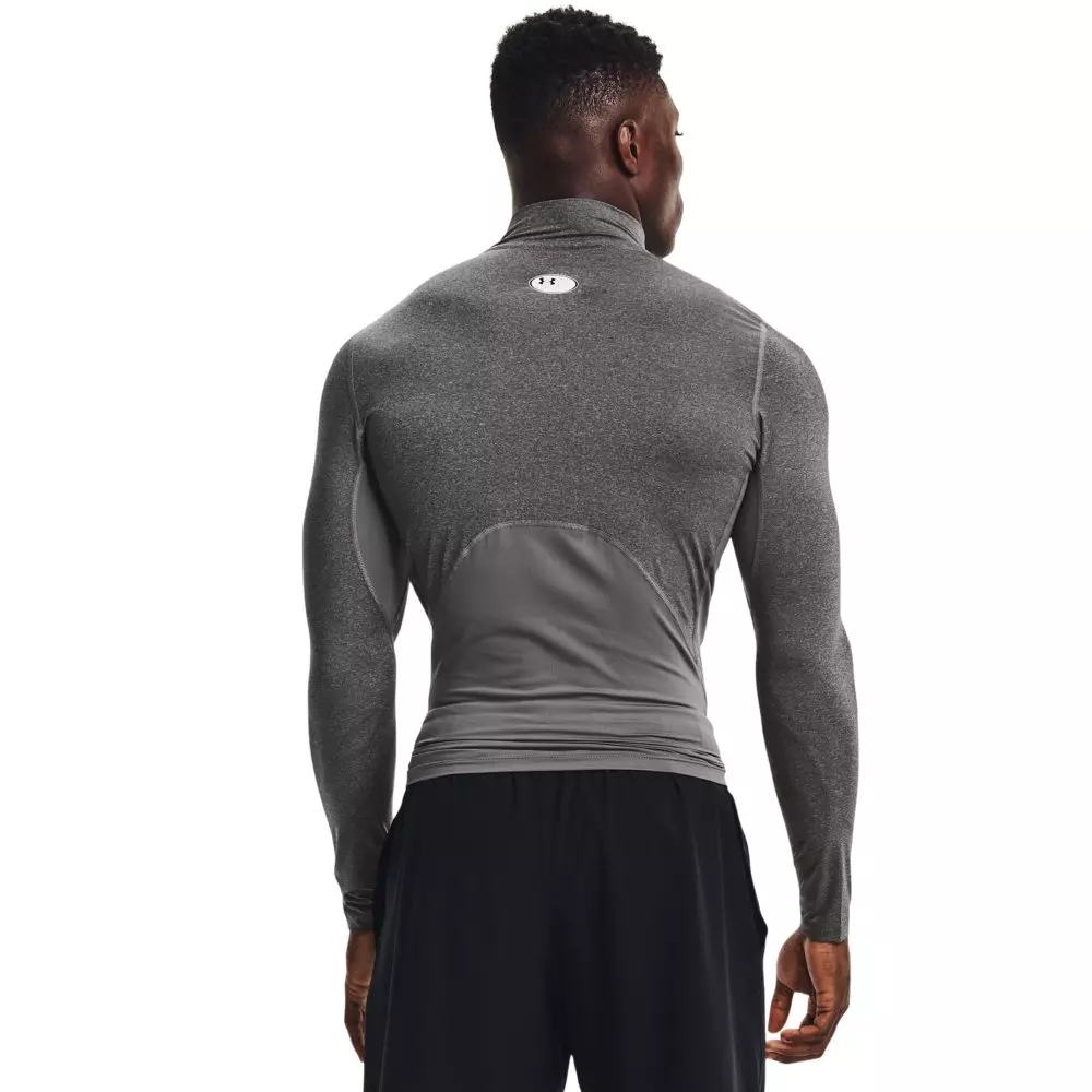 Under Armour Men's HeatGear Mock Neck Long Sleeve Compression Shirt - GREY/BLACK