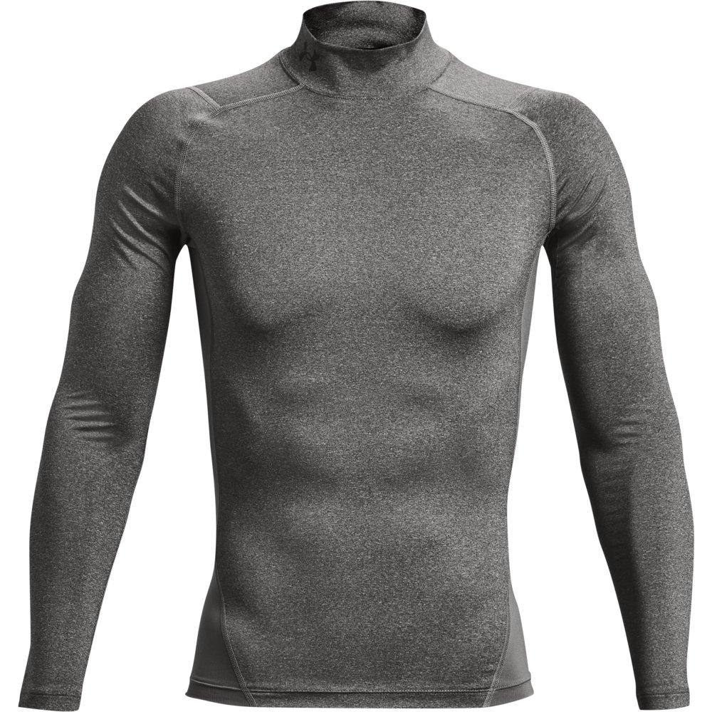 Under Armour Men's HeatGear Mock Neck Long Sleeve Compression Shirt - GREY/BLACK Thumbnail View 5