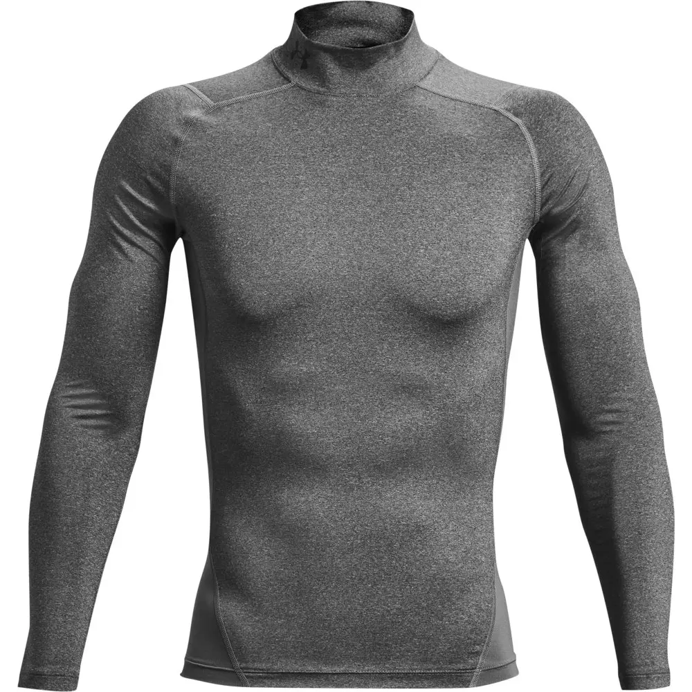 Under Armour Men's HeatGear Mock Neck Long Sleeve Compression Shirt - GREY/BLACK
