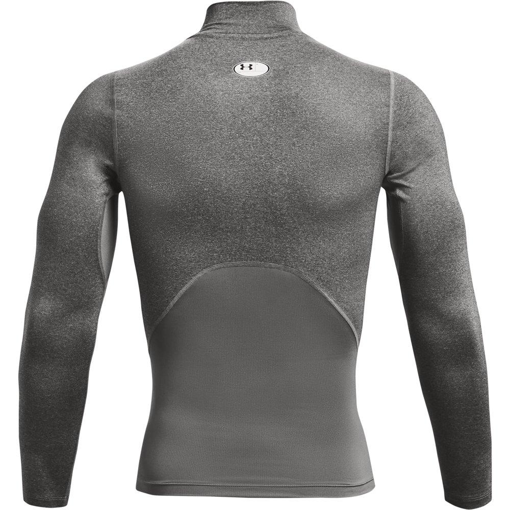 Under Armour Men's HeatGear Mock Neck Long Sleeve Compression Shirt - GREY/BLACK Thumbnail View 6