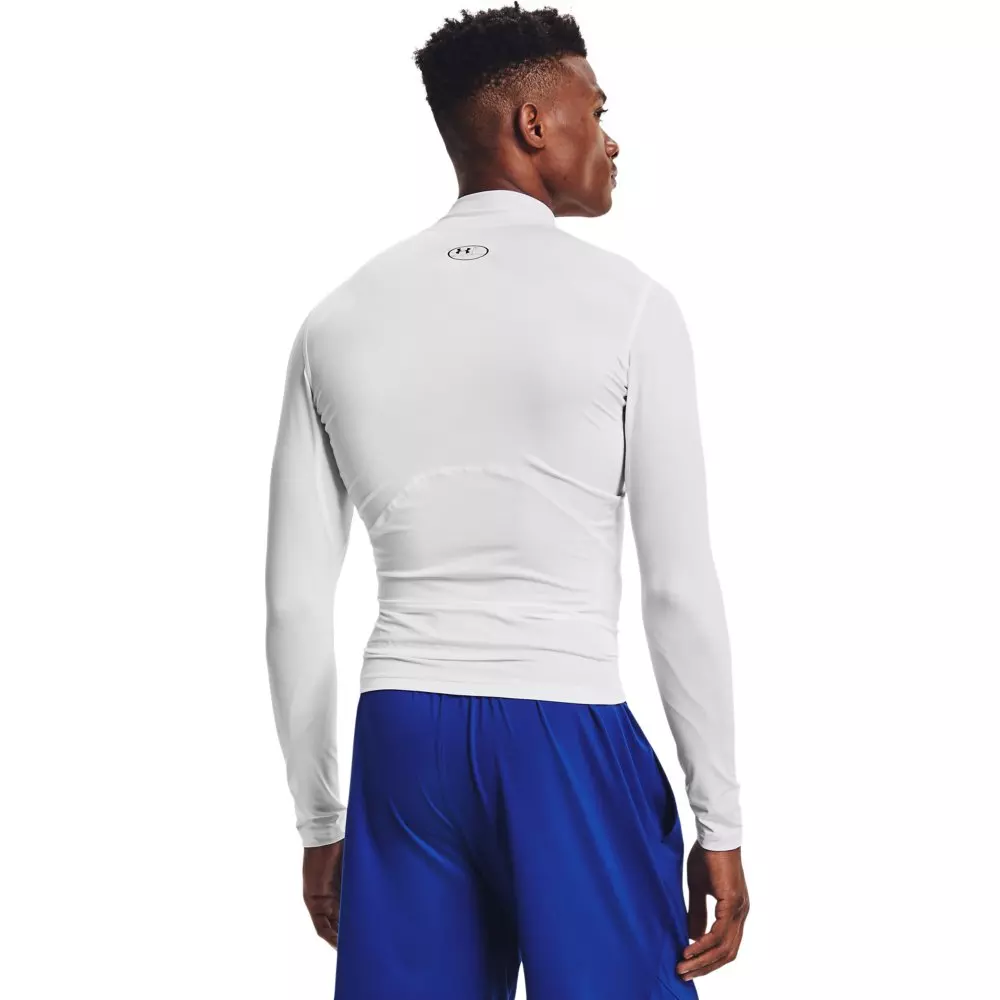 Under Armour Men's HeatGear Mock Neck Long Sleeve Compression Shirt - WHITE/BLACK