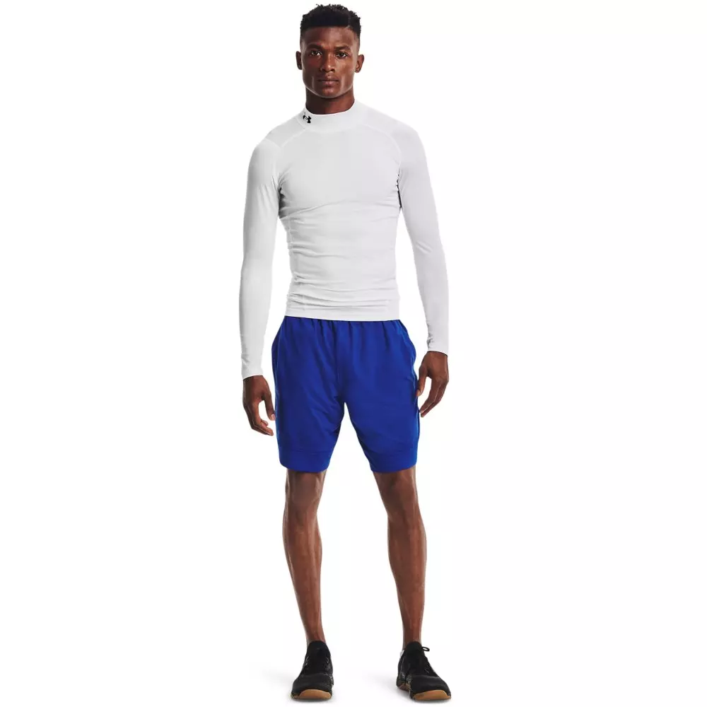 Under Armour Men's HeatGear Mock Neck Long Sleeve Compression Shirt - WHITE/BLACK