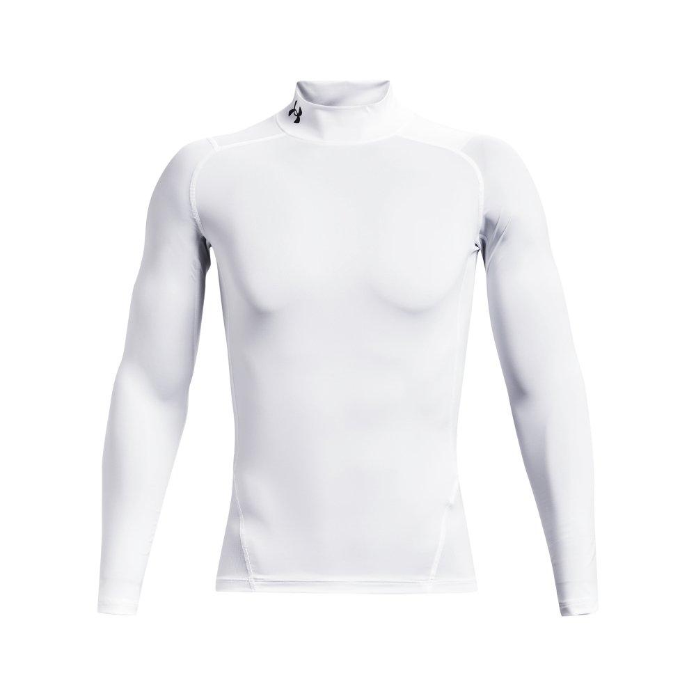Under Armour Men's HeatGear Mock Neck Long Sleeve Compression Shirt - WHITE/BLACK Thumbnail View 5