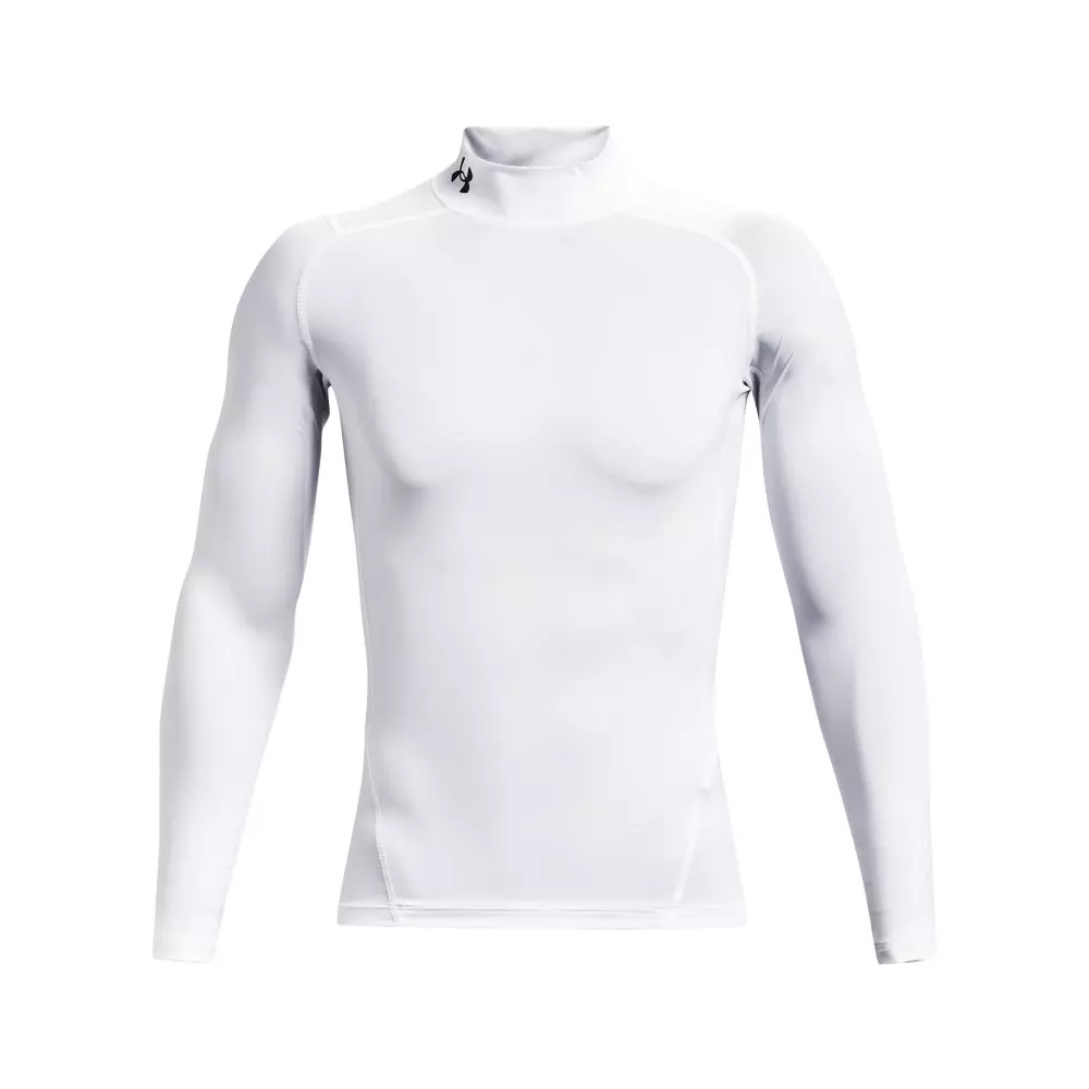 Under Armour Men's HeatGear Mock Neck Long Sleeve Compression Shirt - WHITE/BLACK