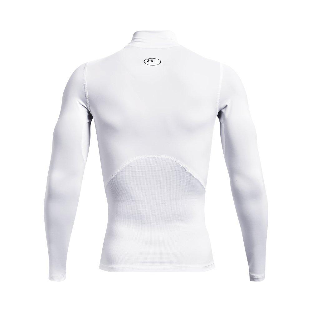Under Armour Men's HeatGear Mock Neck Long Sleeve Compression Shirt - WHITE/BLACK Thumbnail View 6