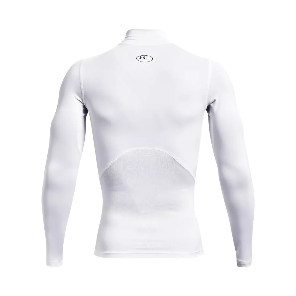 Under Armour Men's HeatGear Mock Neck Long Sleeve Compression Shirt - WHITE/BLACK