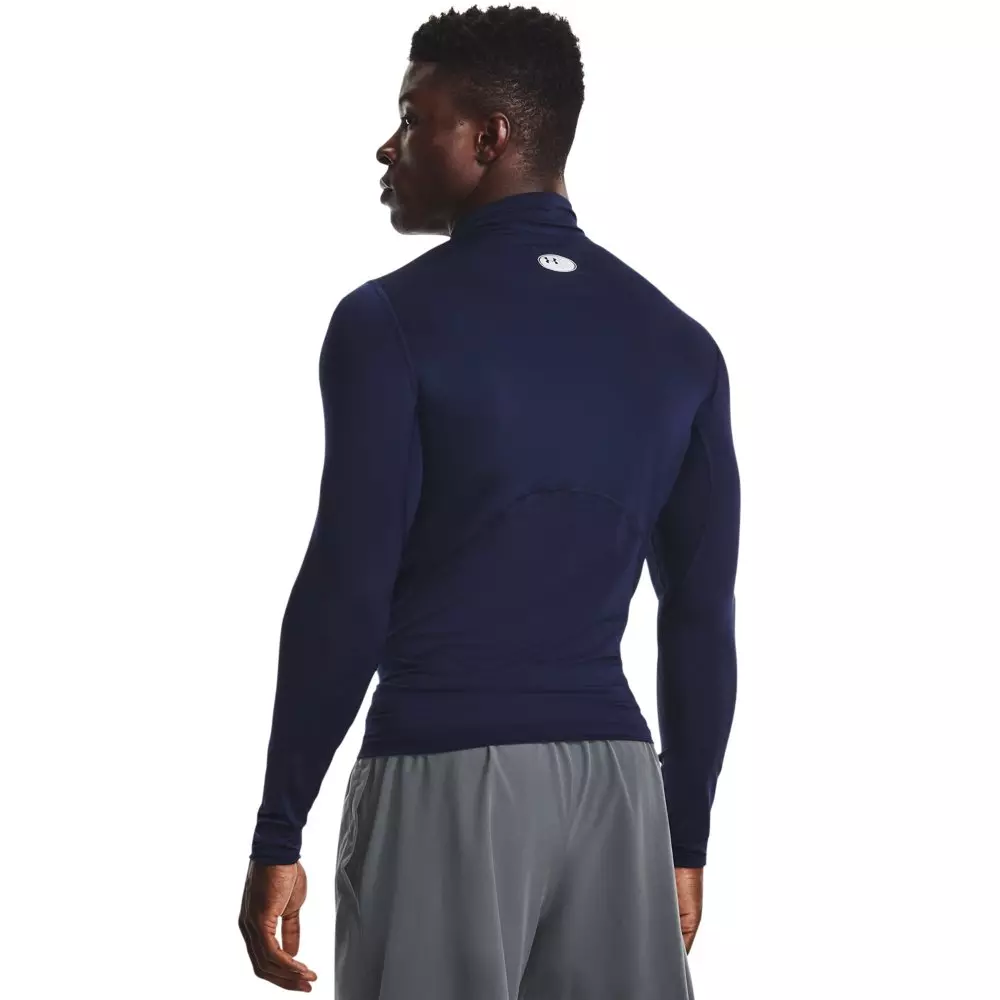 Under Armour Men's HeatGear Mock Neck Long Sleeve Compression Shirt - NAVY/WHITE